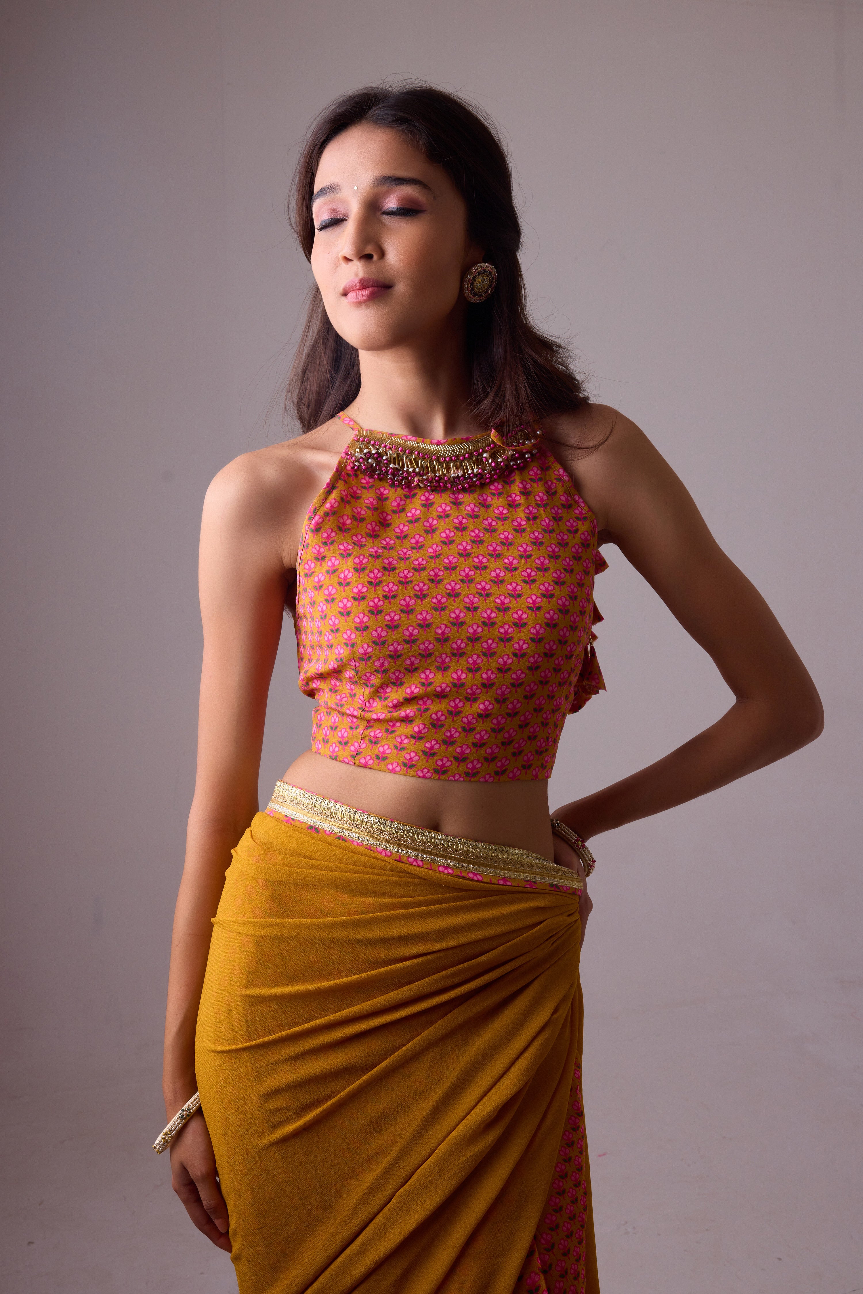 GEORGETTE SAREE WITH CREPE BLOUSE