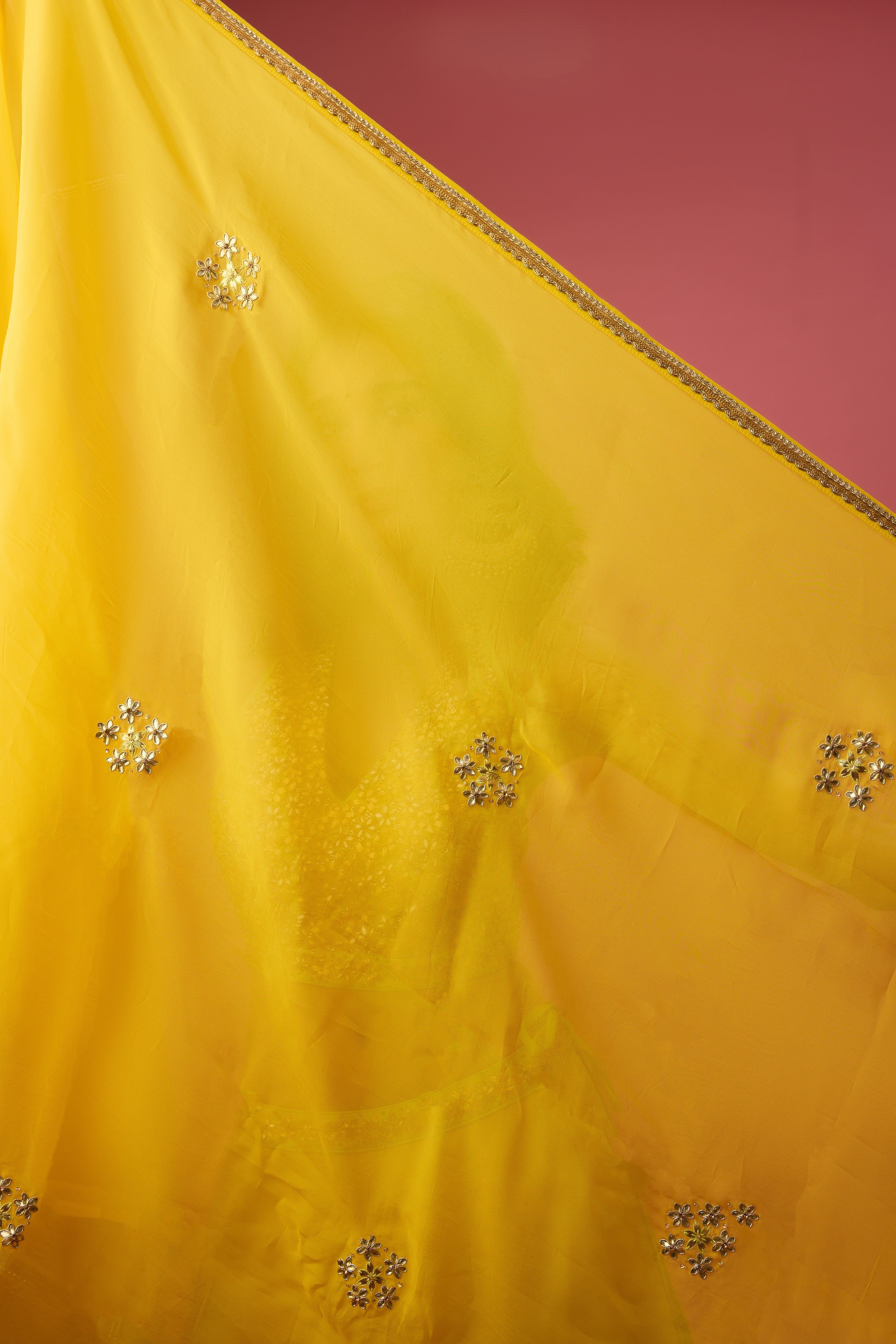LIME GREEN DOUBLE LAYER ORGANZA LEHENGA PAIRED WITH BLOUSE &DUPATTA