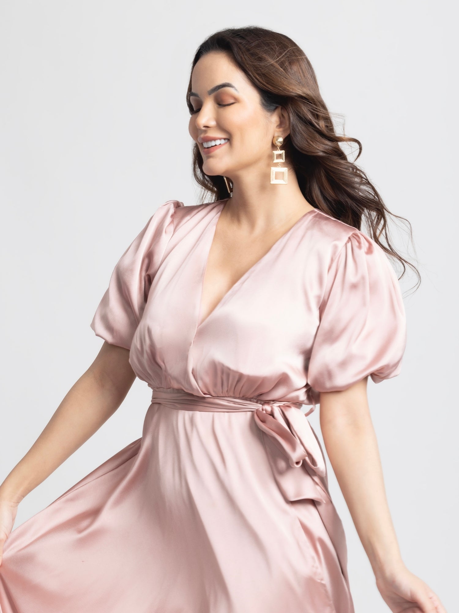 Rose Gold Surplice Midi Dress