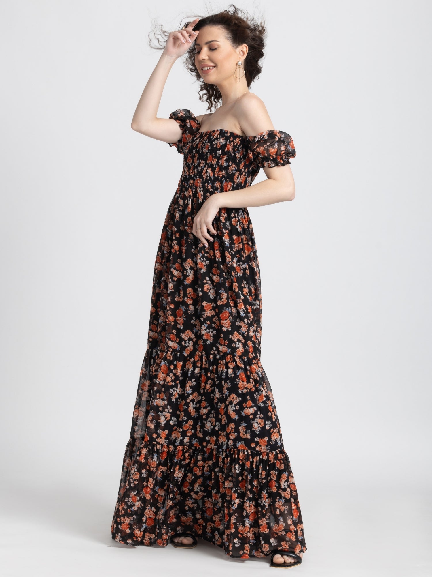 Black Blossom Maxi Dress