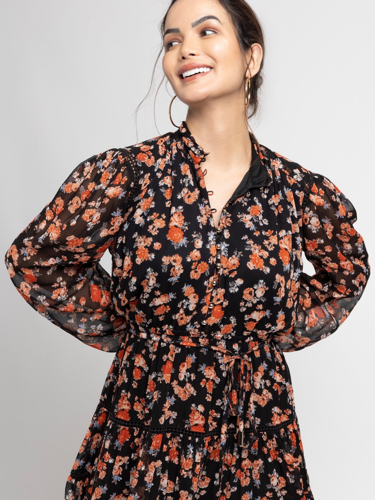 Black Blossom Mini Dress