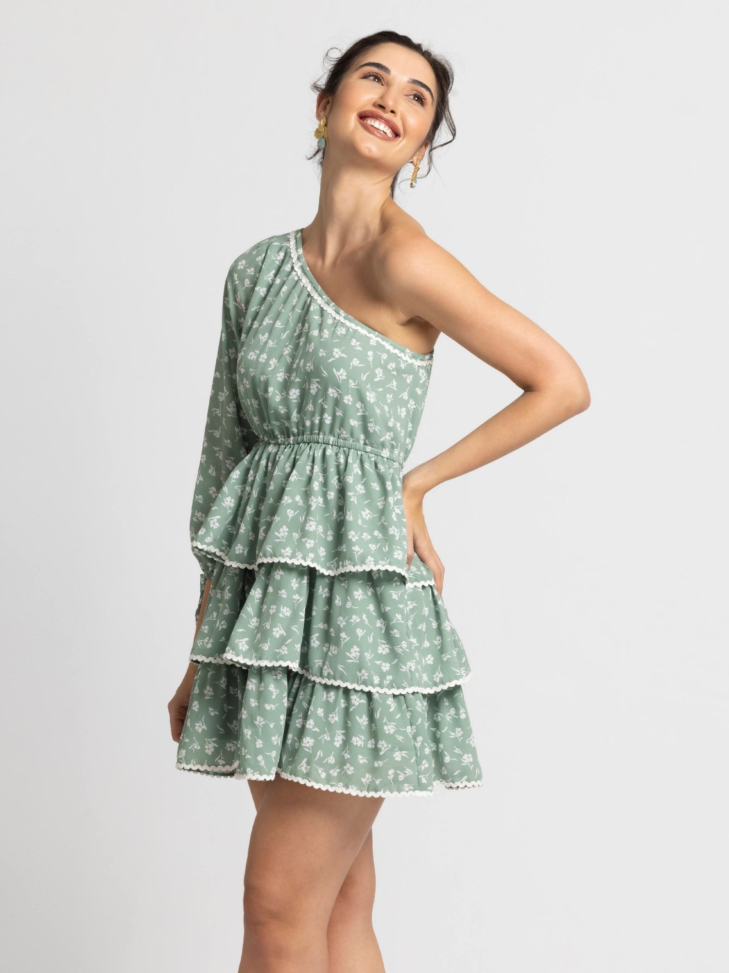 Tranquil Garden Asym Mini Dress