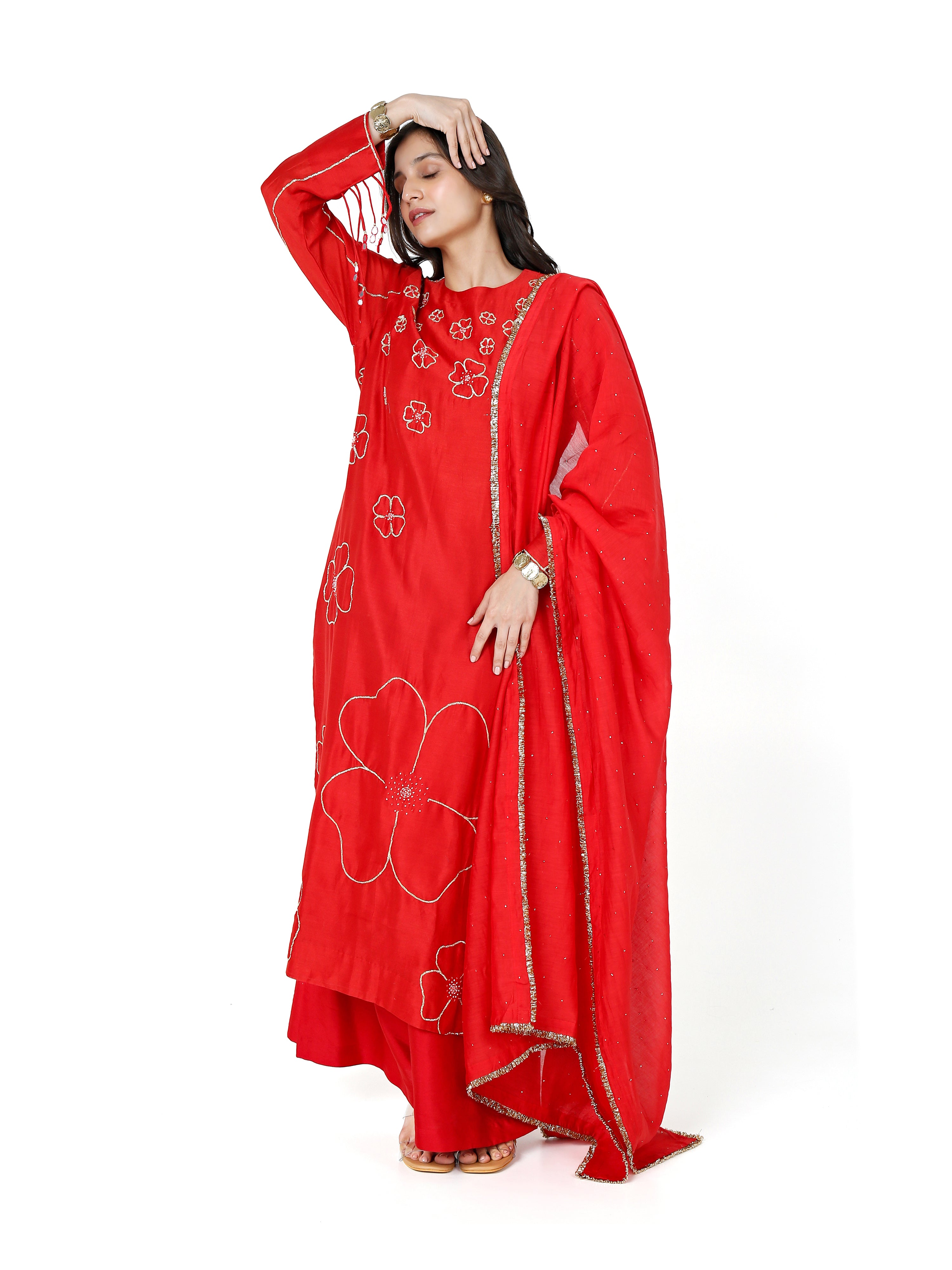 Red stright kurta