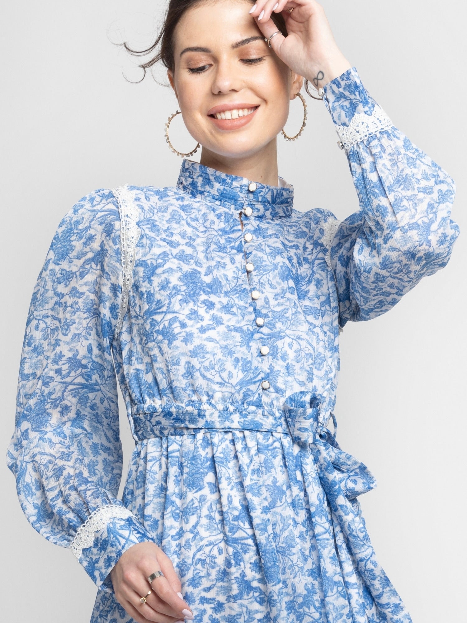 Misty Floral Mandarin Mini Dress