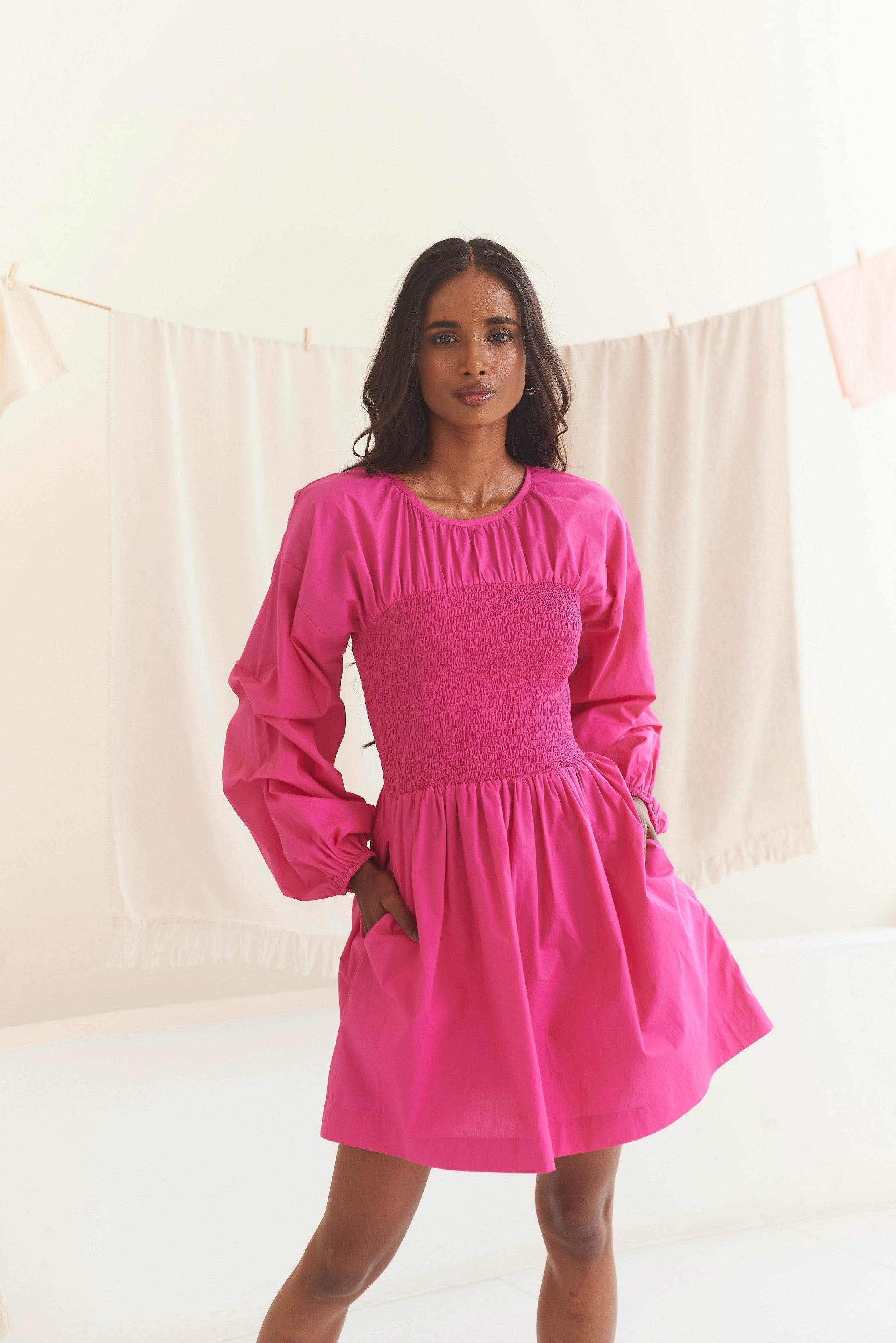 Pink Poplin Short Dress