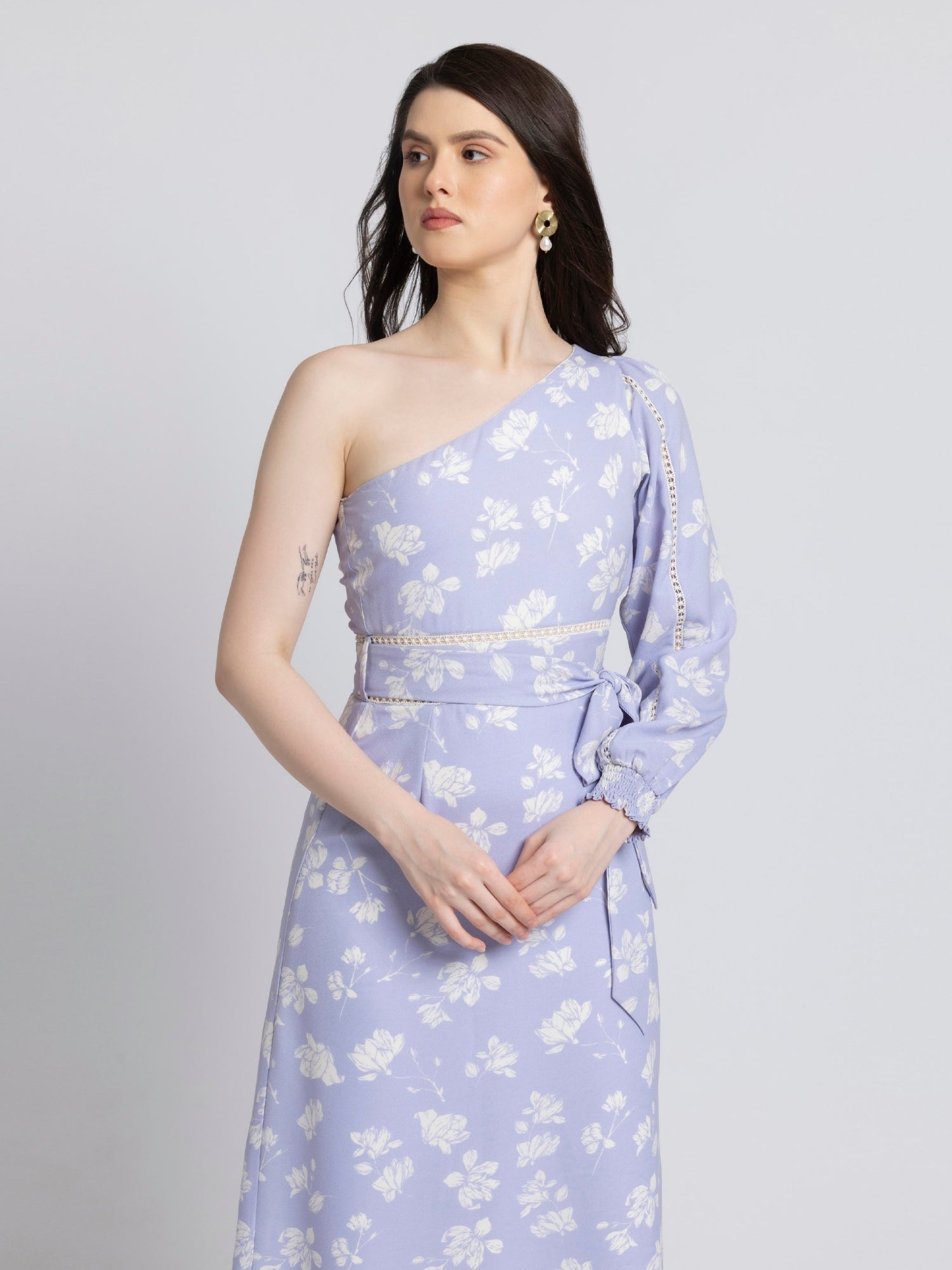 Lavender Blossom Asym Midi Dress