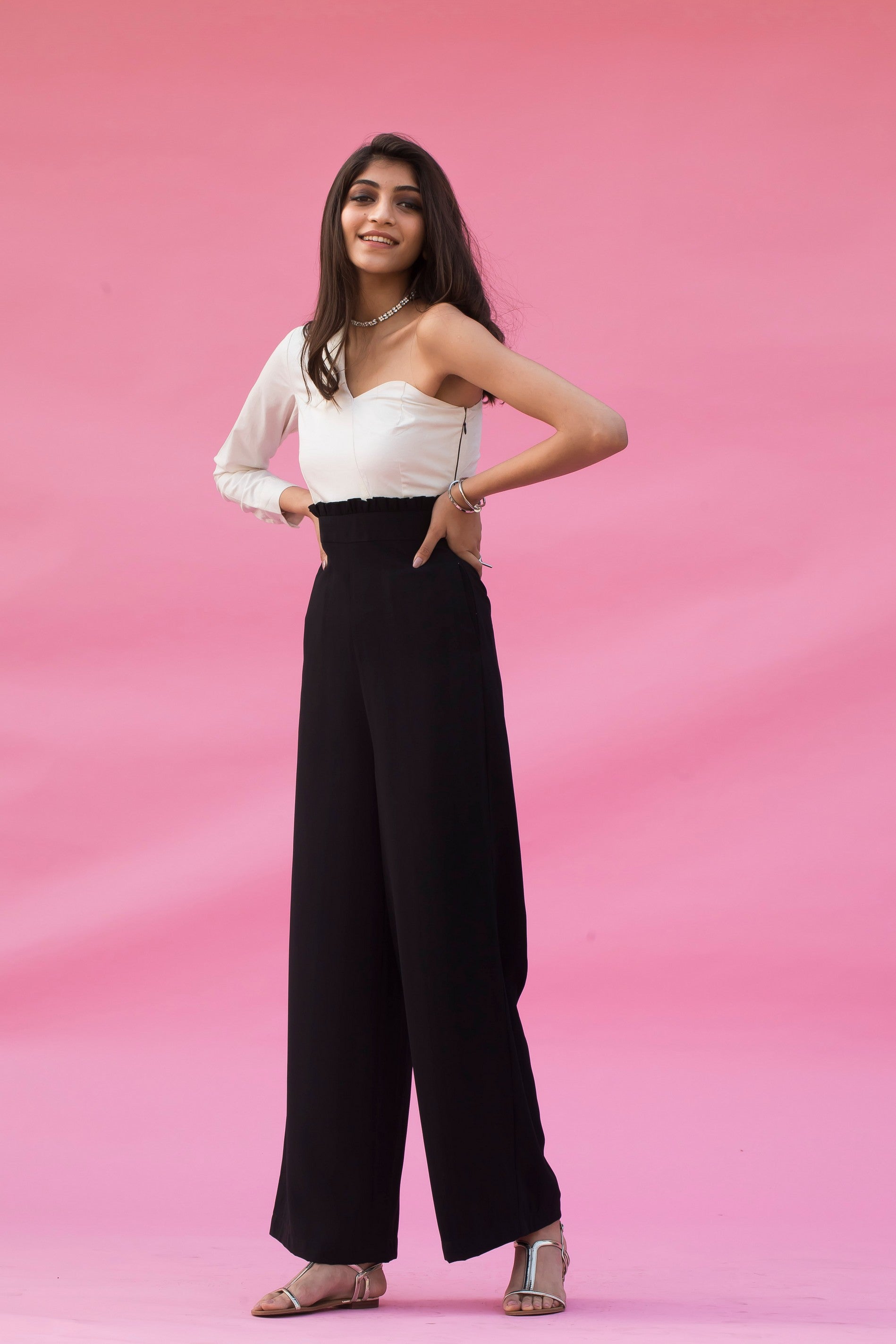 Black & White One Shoulder Jumpsuit