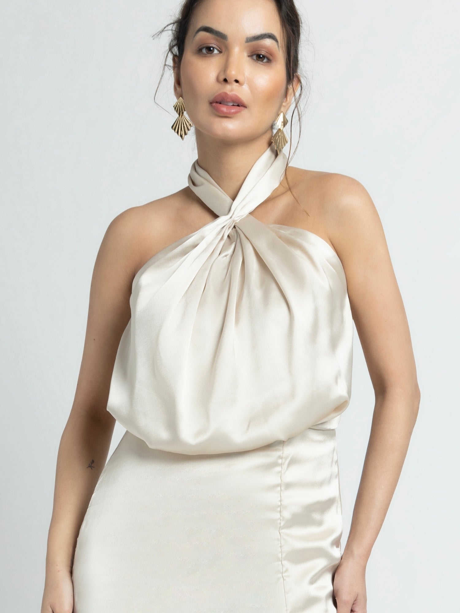 Creamy Halter Maxi Dress