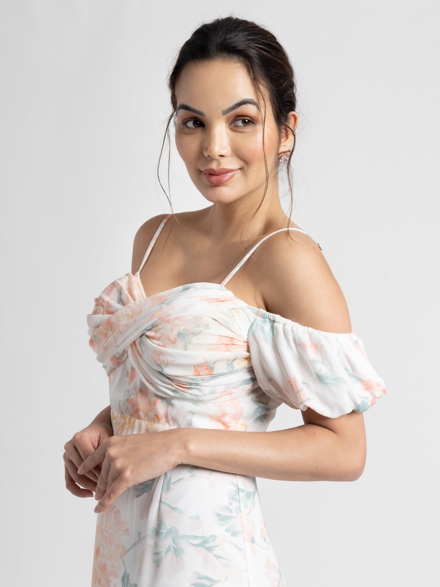 Exquisite Ivory Off-Shoulder Midi Dress