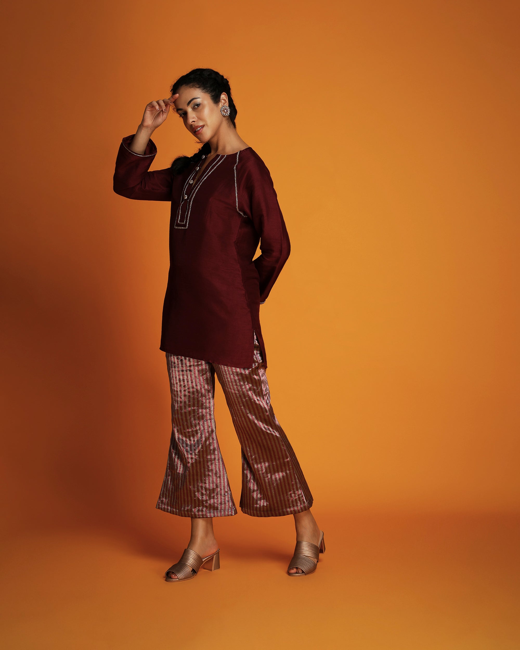 Maroon embroidered tunic