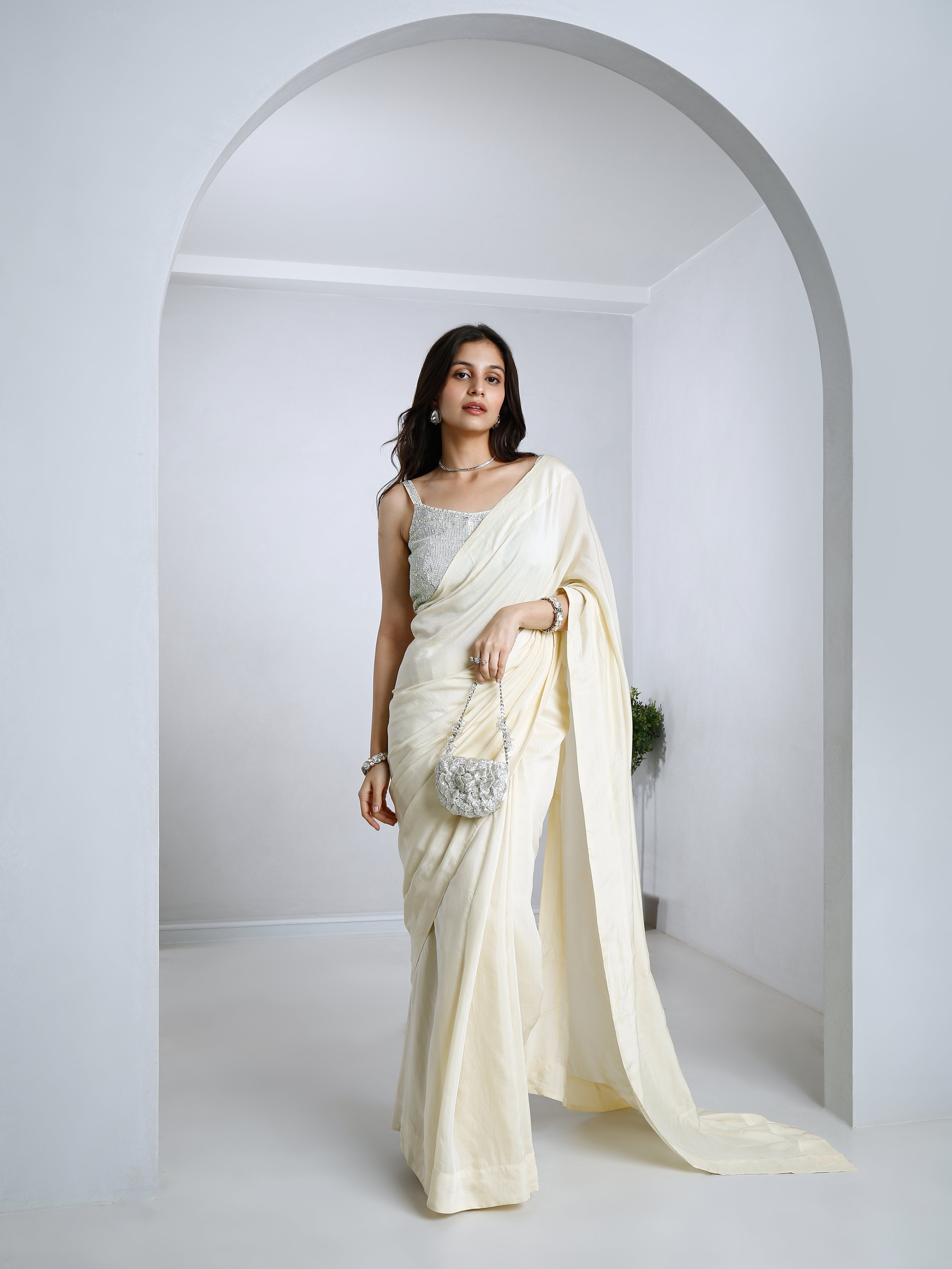 Cream Saress with Blouse