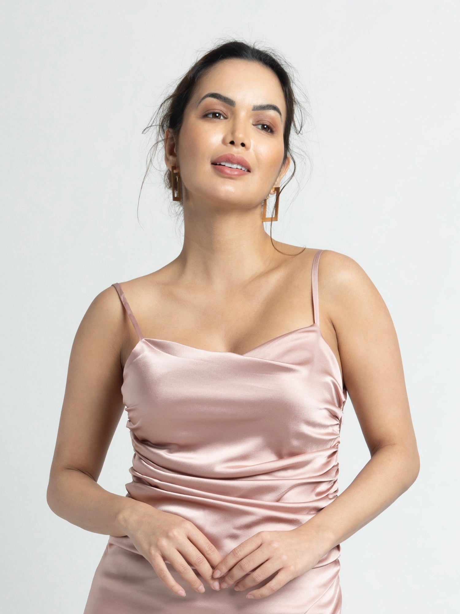 Rose Gold Cowl Midi Dress