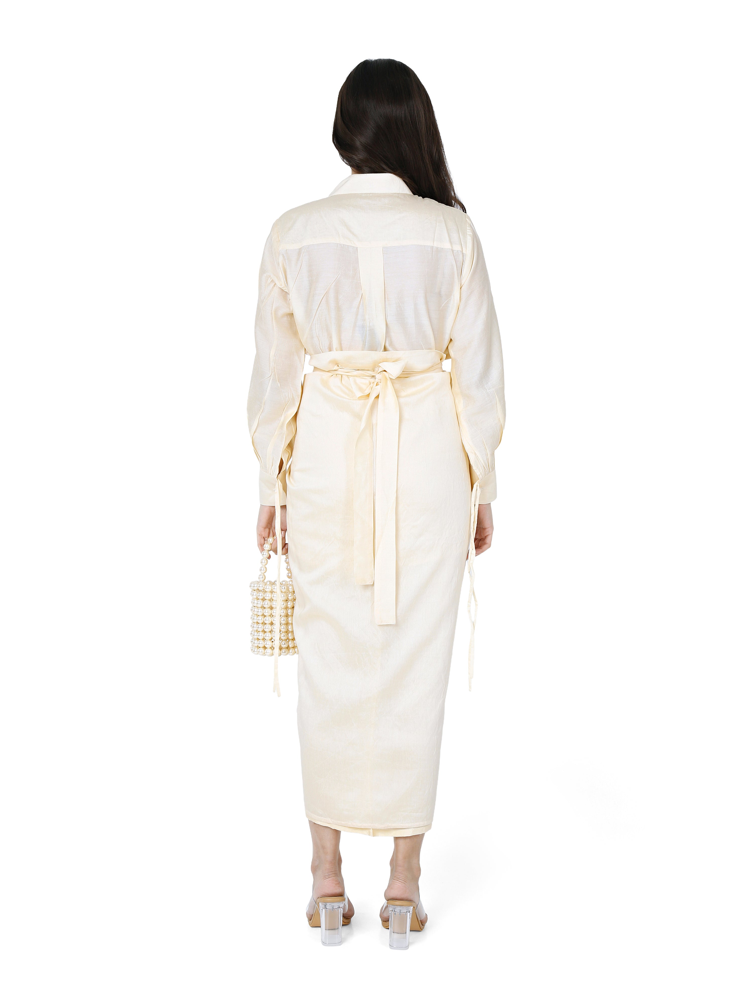 Selfdrape skirt with shirt