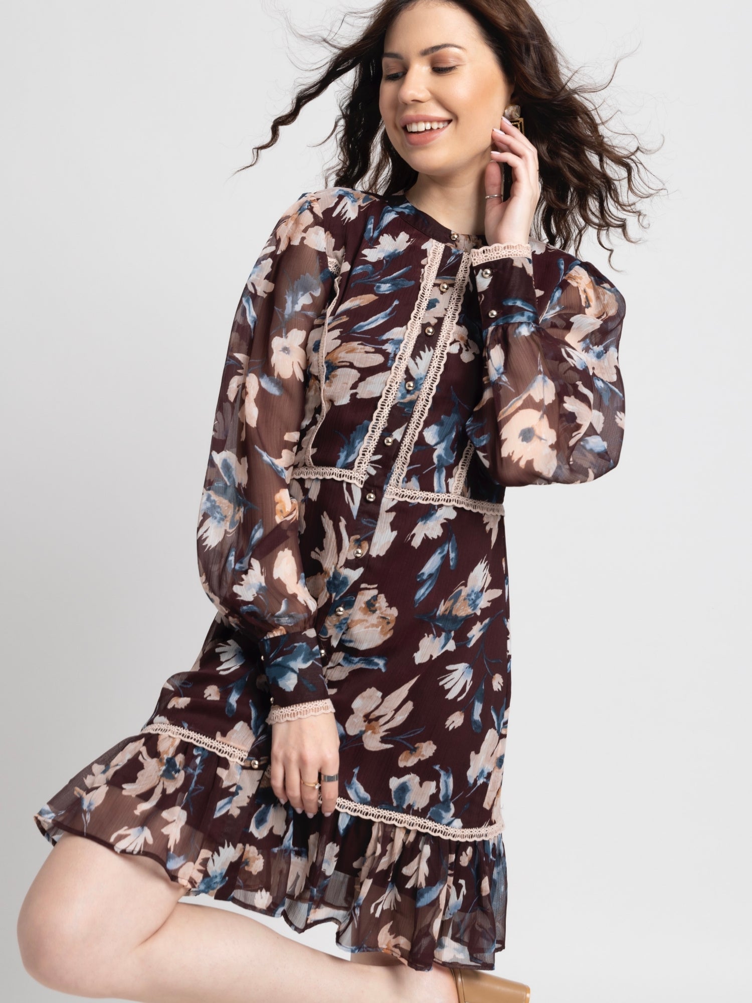 Russet Bloom Mini Dress