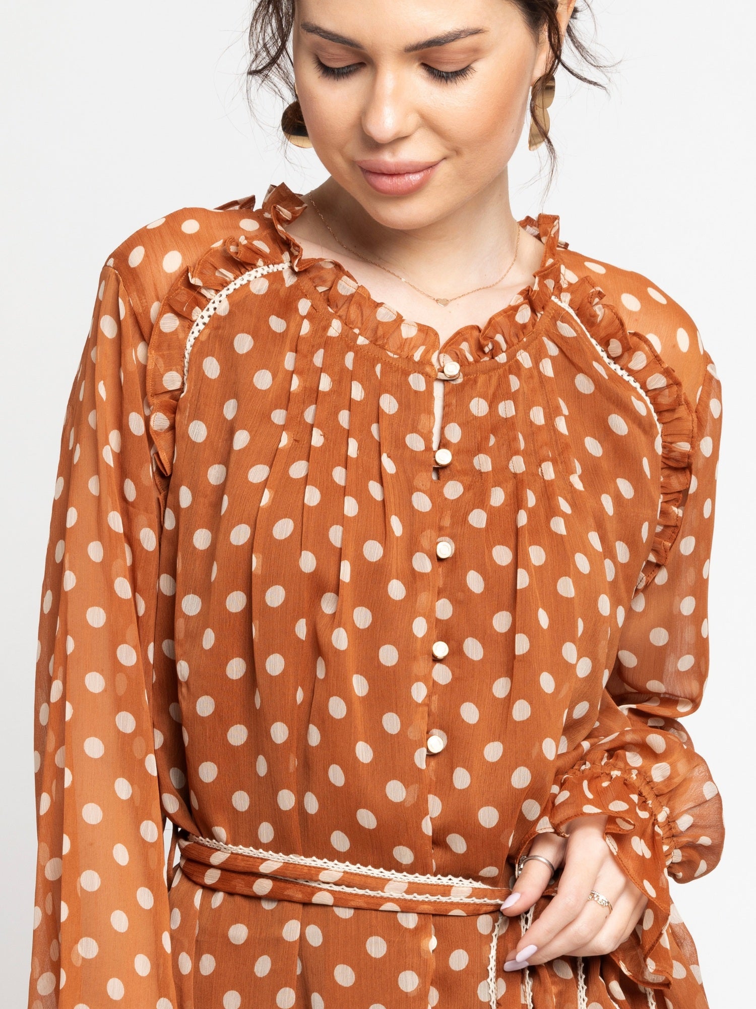 Brown Polka Mini Dress