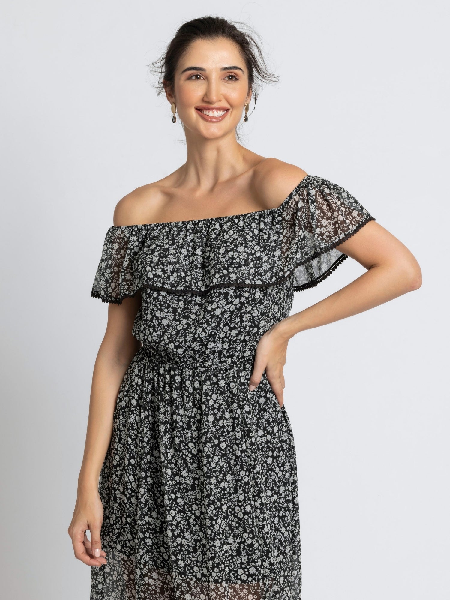 Moonlit Romance Off Shoulder Dress