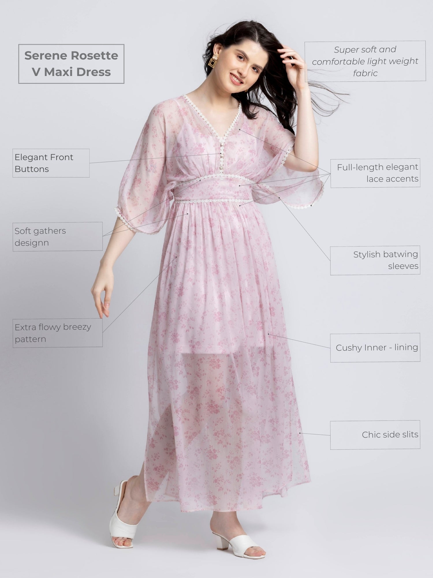Serene Rosette V Maxi Dress
