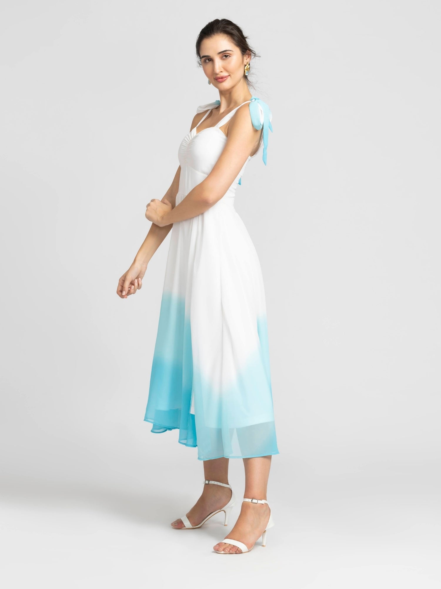 Whispering Blue Ombre Midi Dress