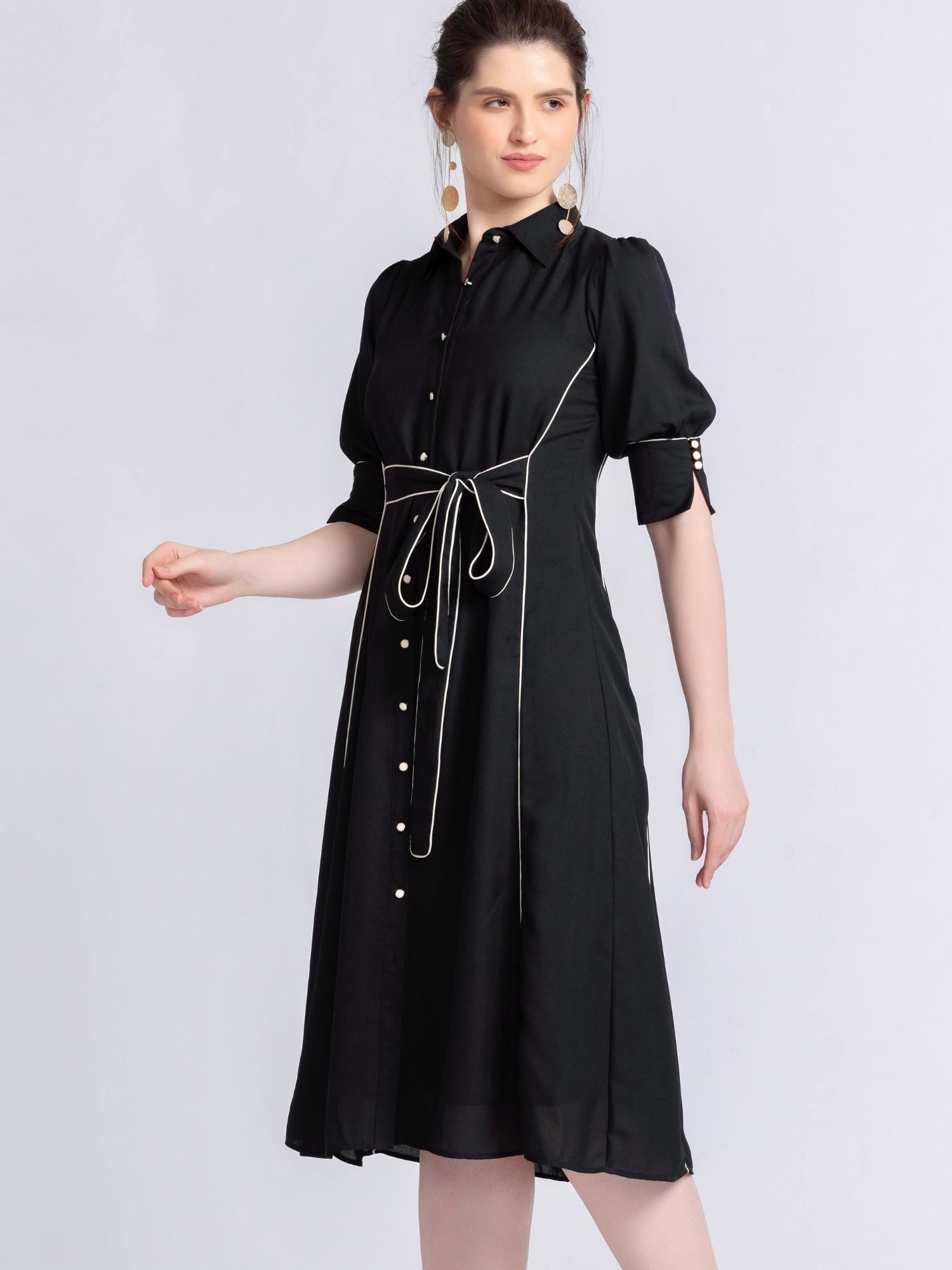 Noir Elegance Midi Dress