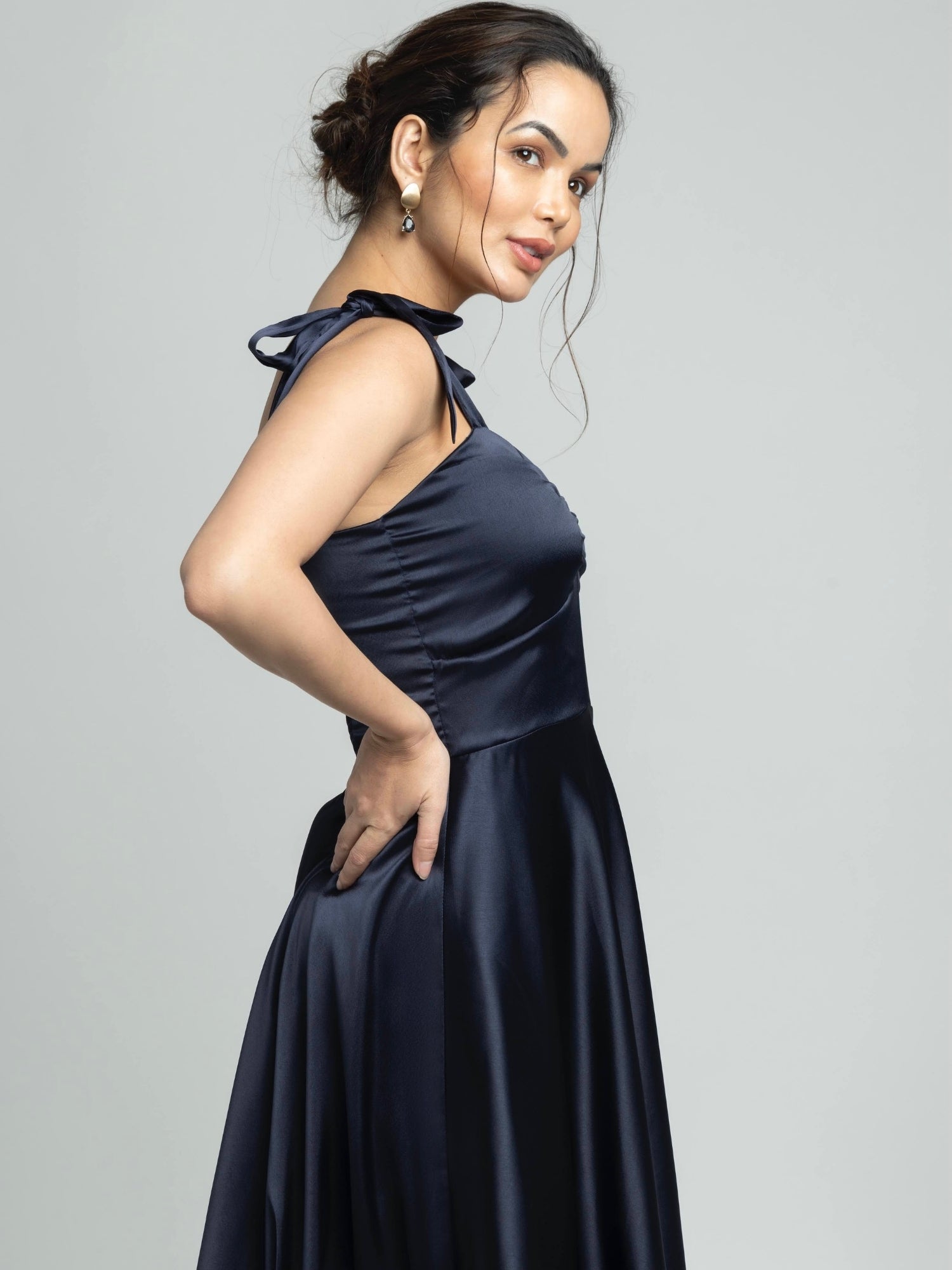 Navy Nights Sweetheart Midi Dress