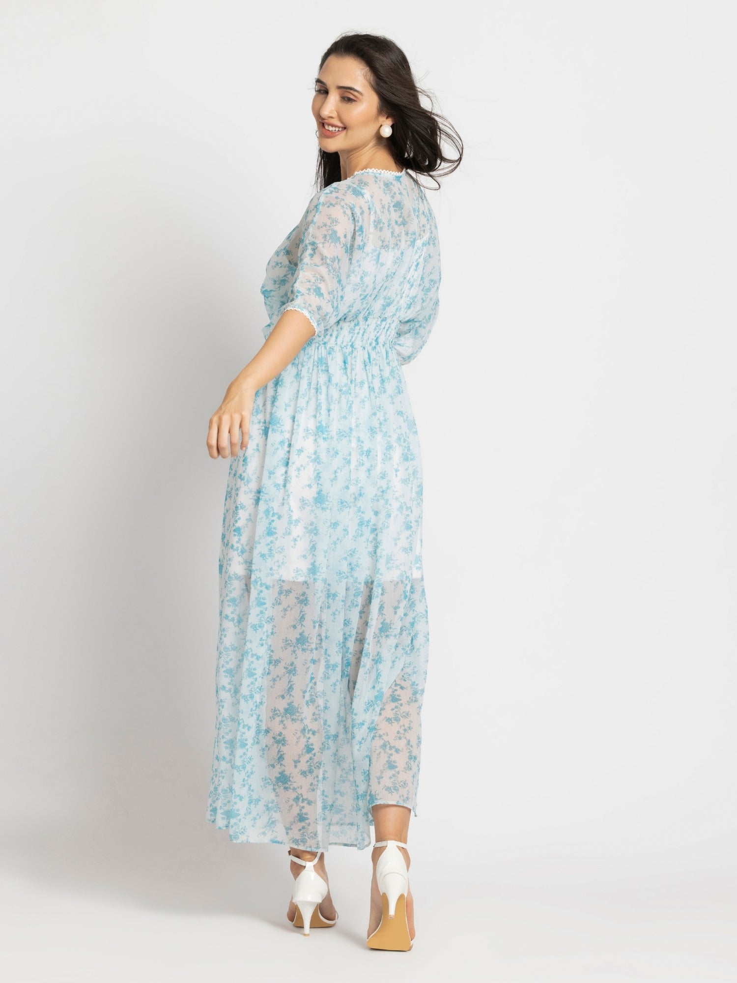 Azure Breeze Flowy Maxi Dress