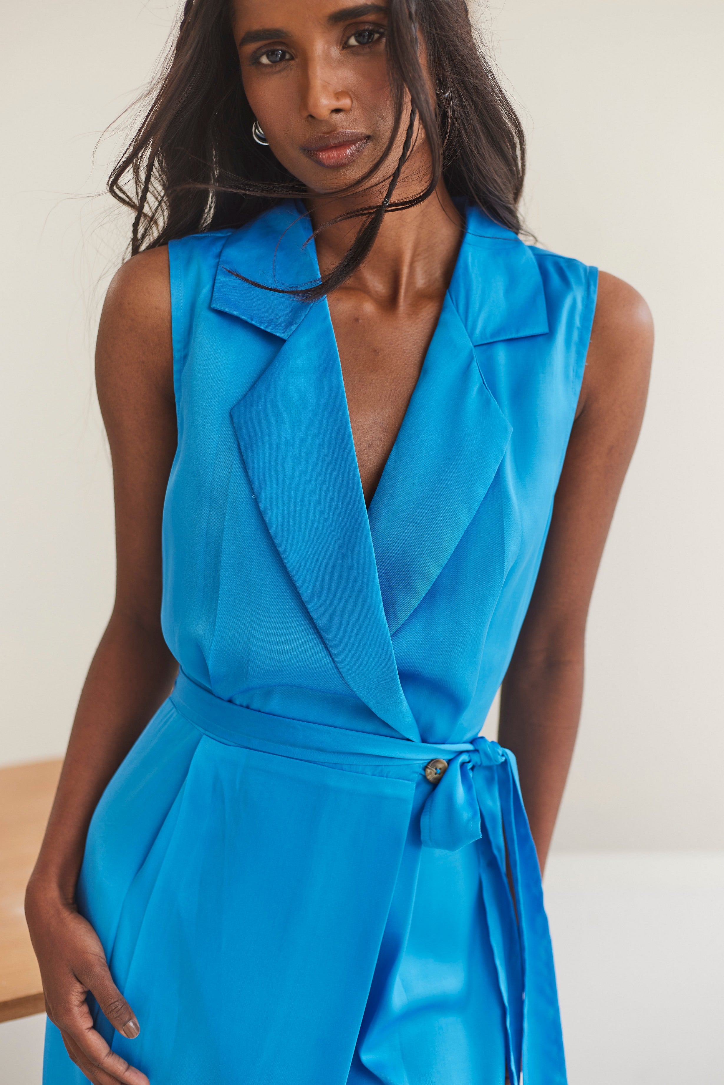 Blue Midi Shirt Dress