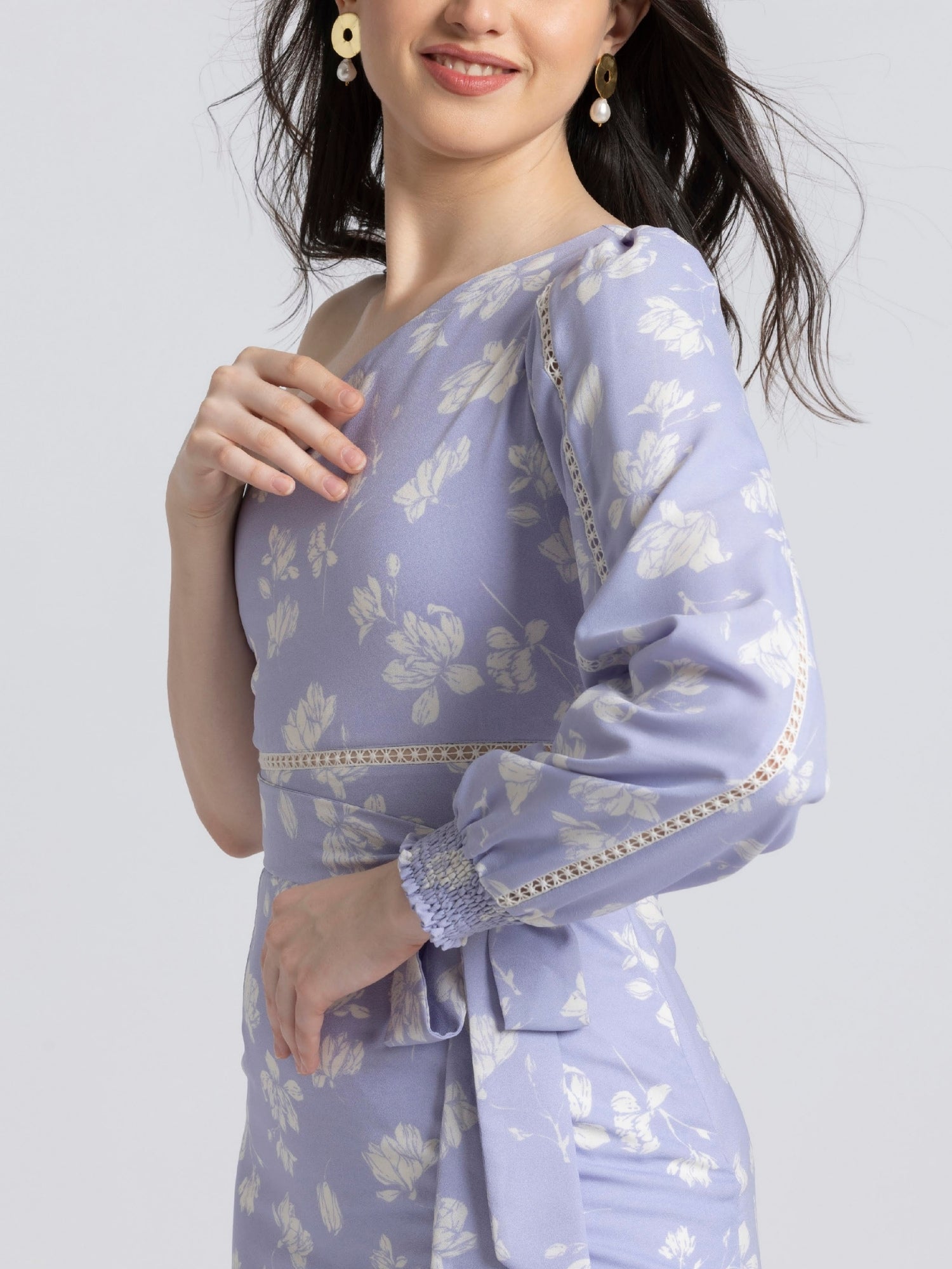 Lavender Blossom Asym Midi Dress