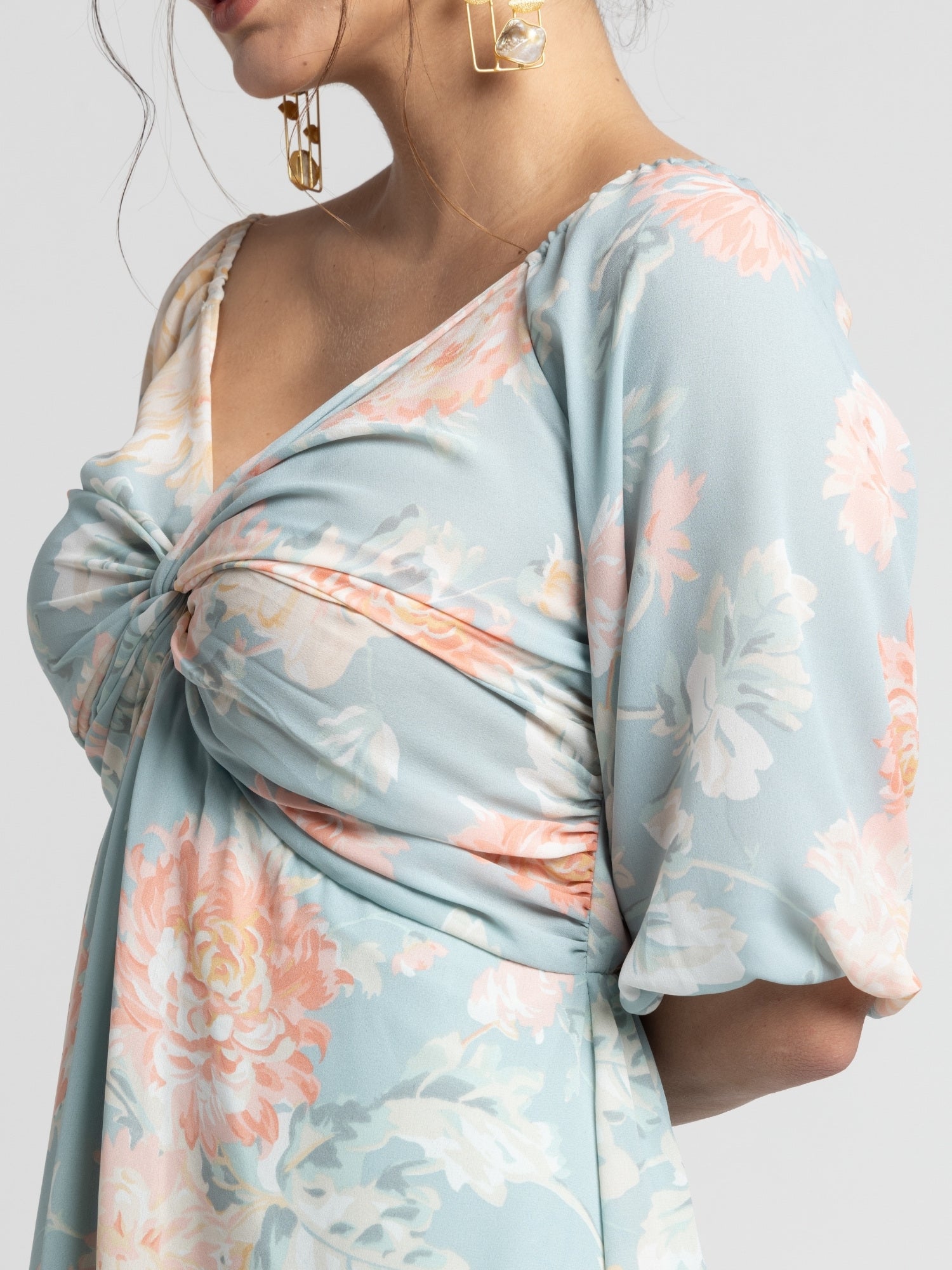 Frost Blue Yoke Maxi Dress