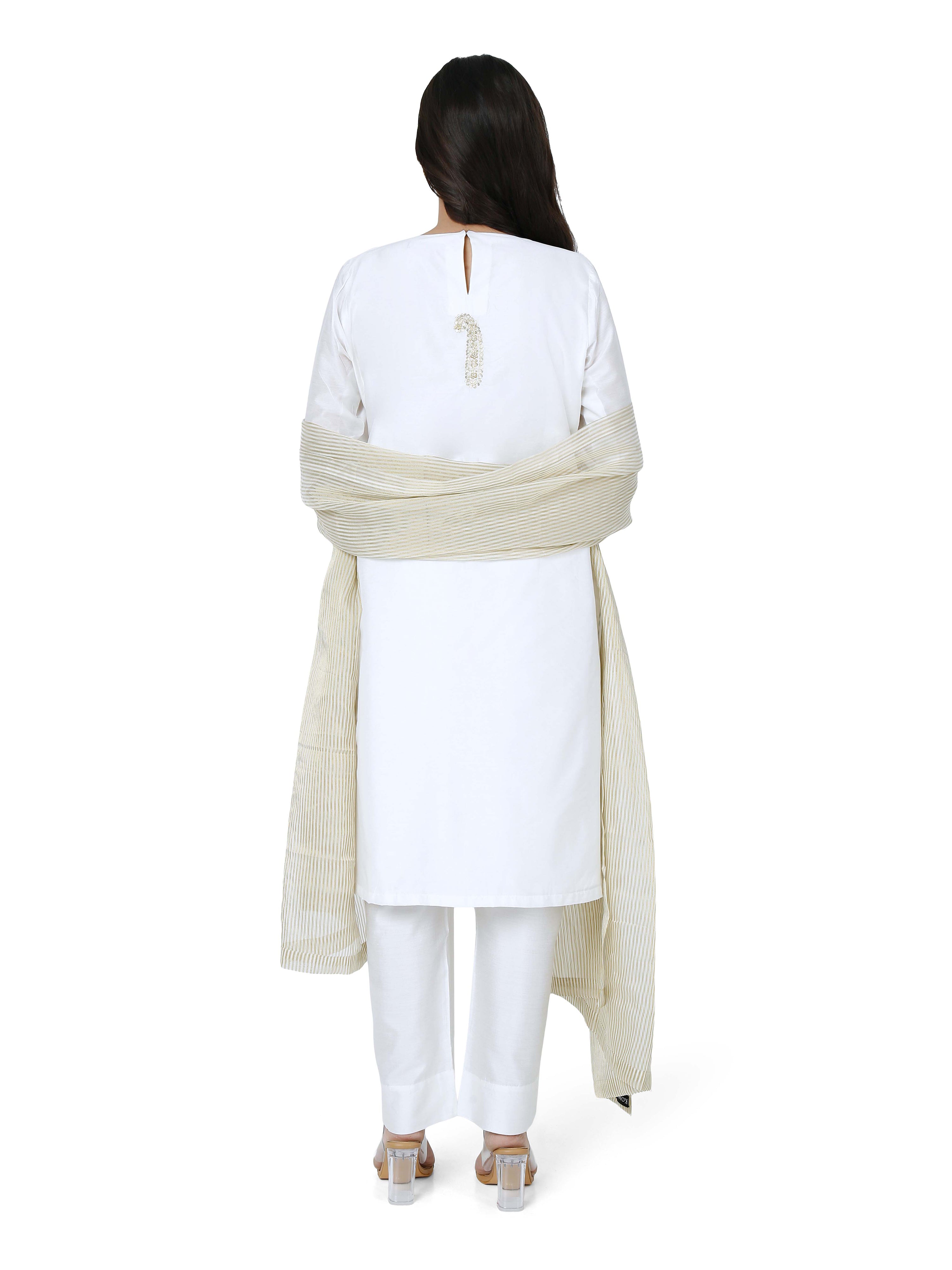 White Straight Kurta Set