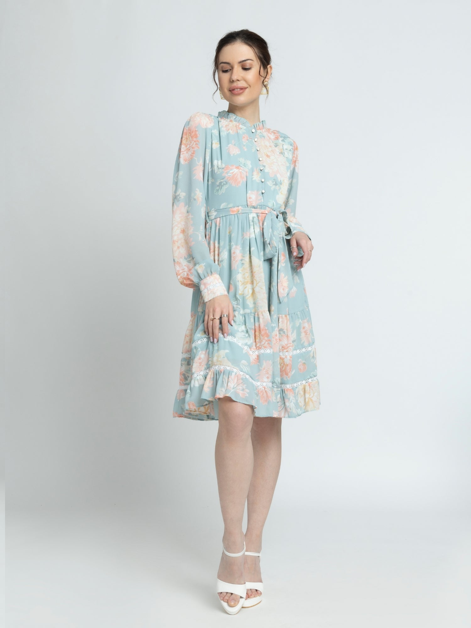 Frost Blue Knot Mini Dress