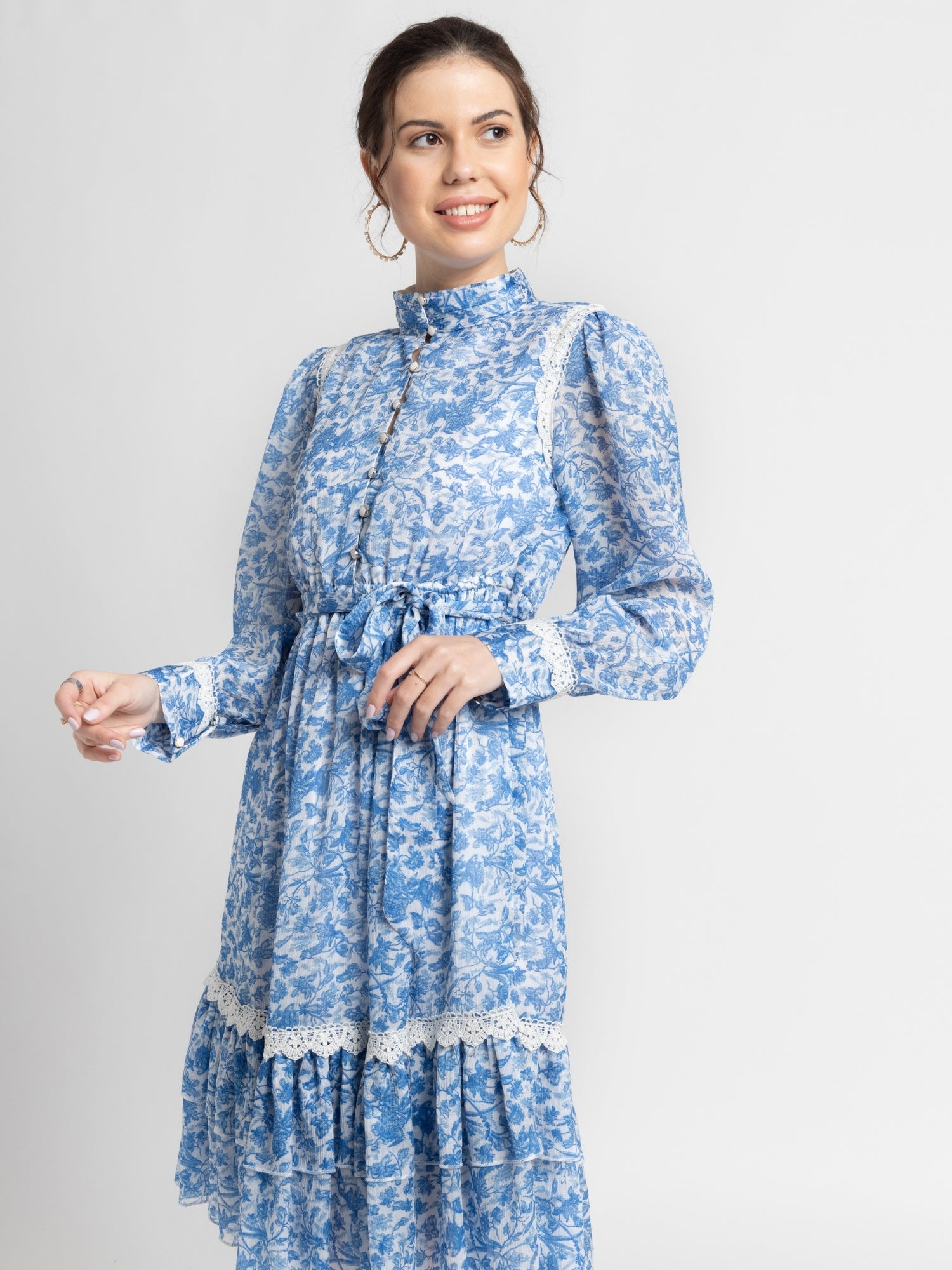 Misty Floral Mandarin Mini Dress