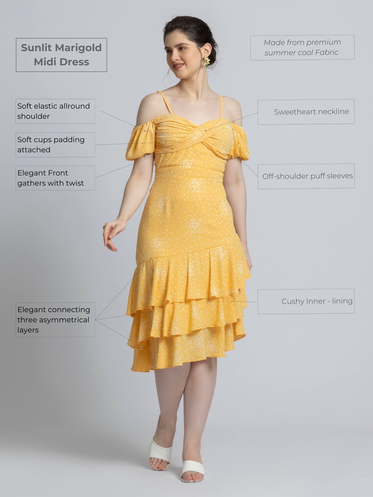 Sunlit Marigold Midi Dress