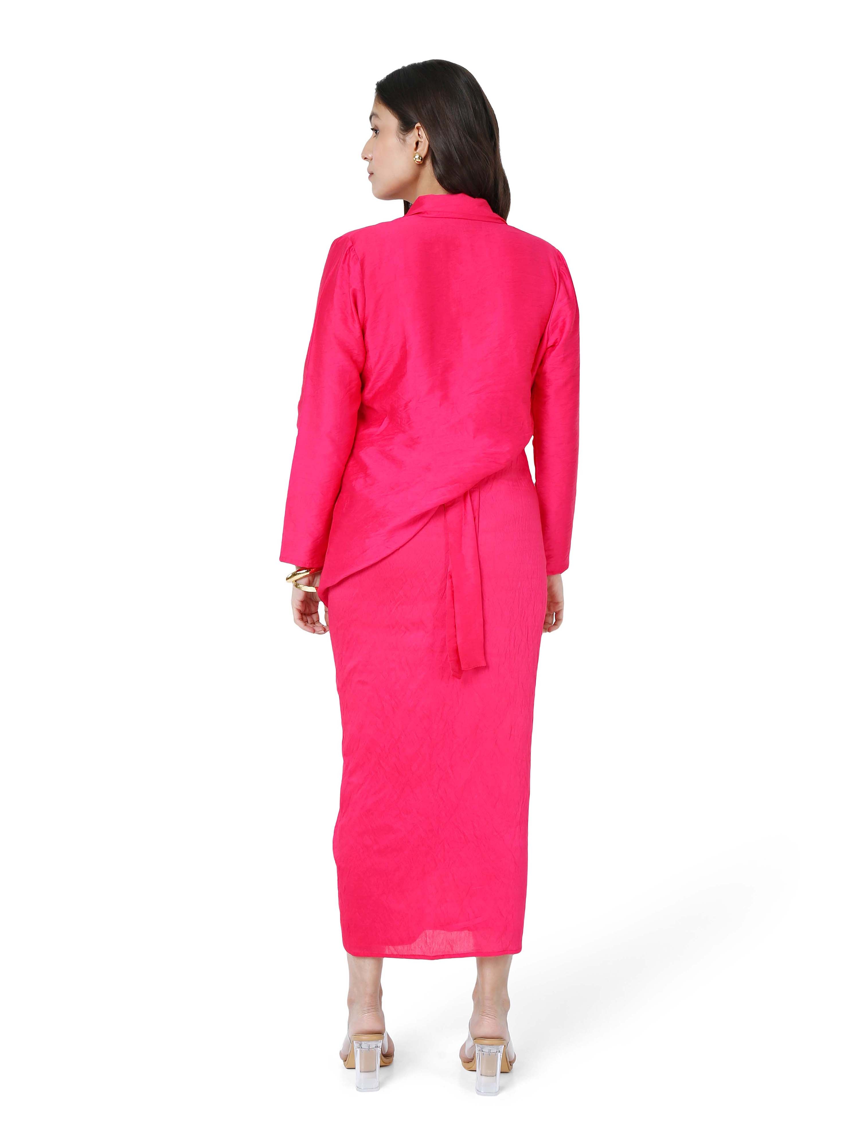 Pink Blazer with Belt Skirt