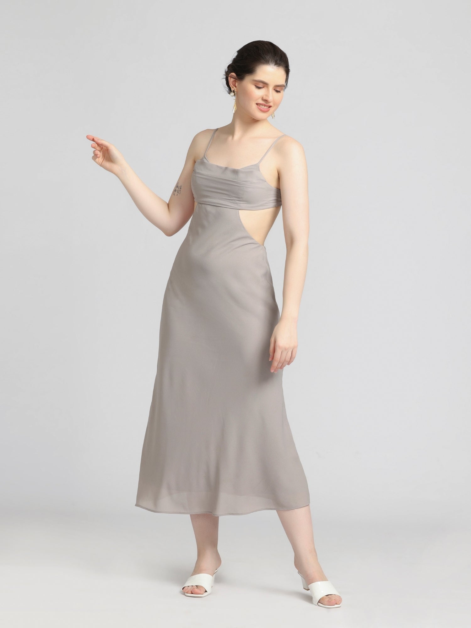 Ethereal Grey Midi Dress