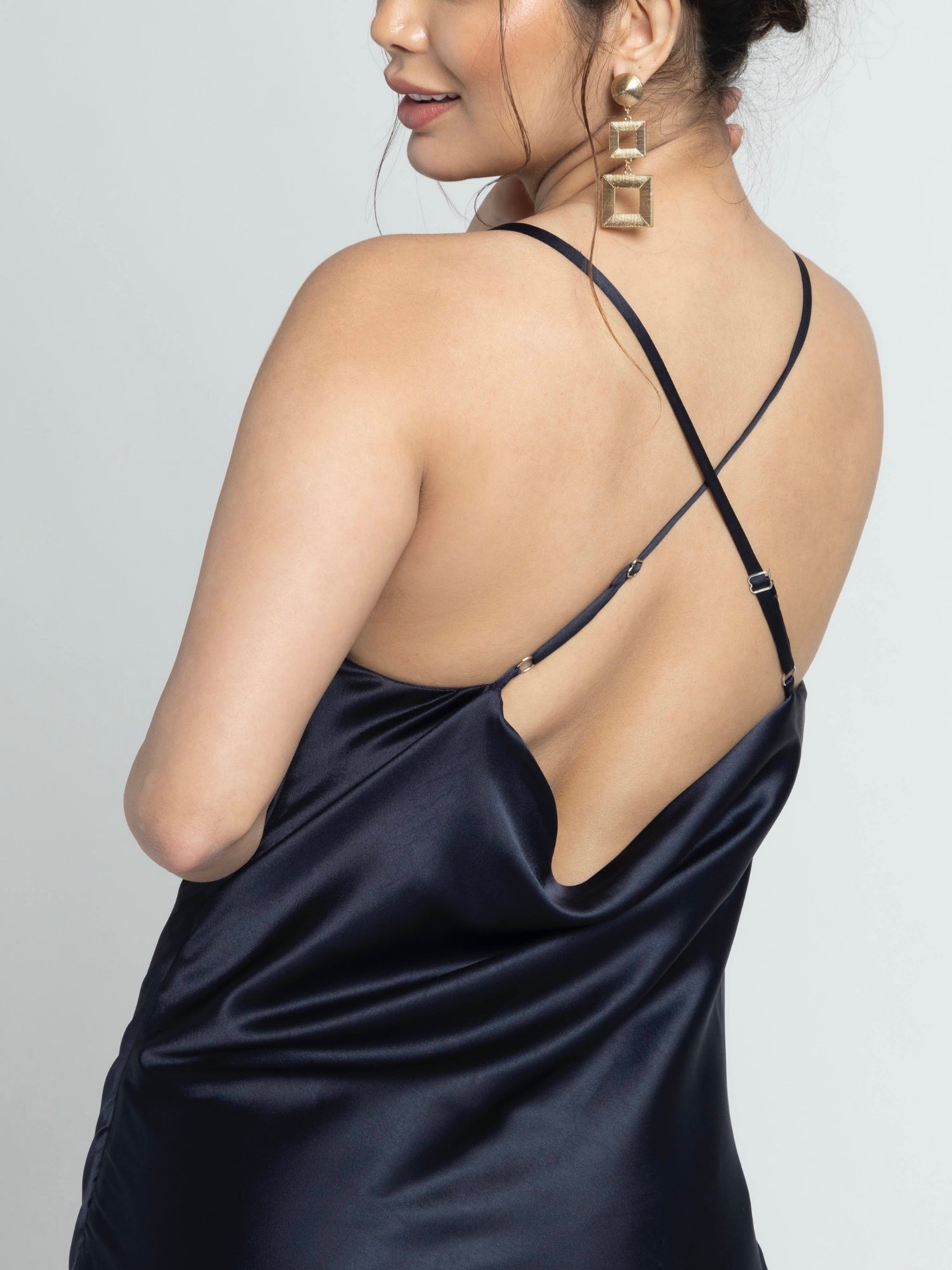 Navy Nights Cowl Maxi Dress
