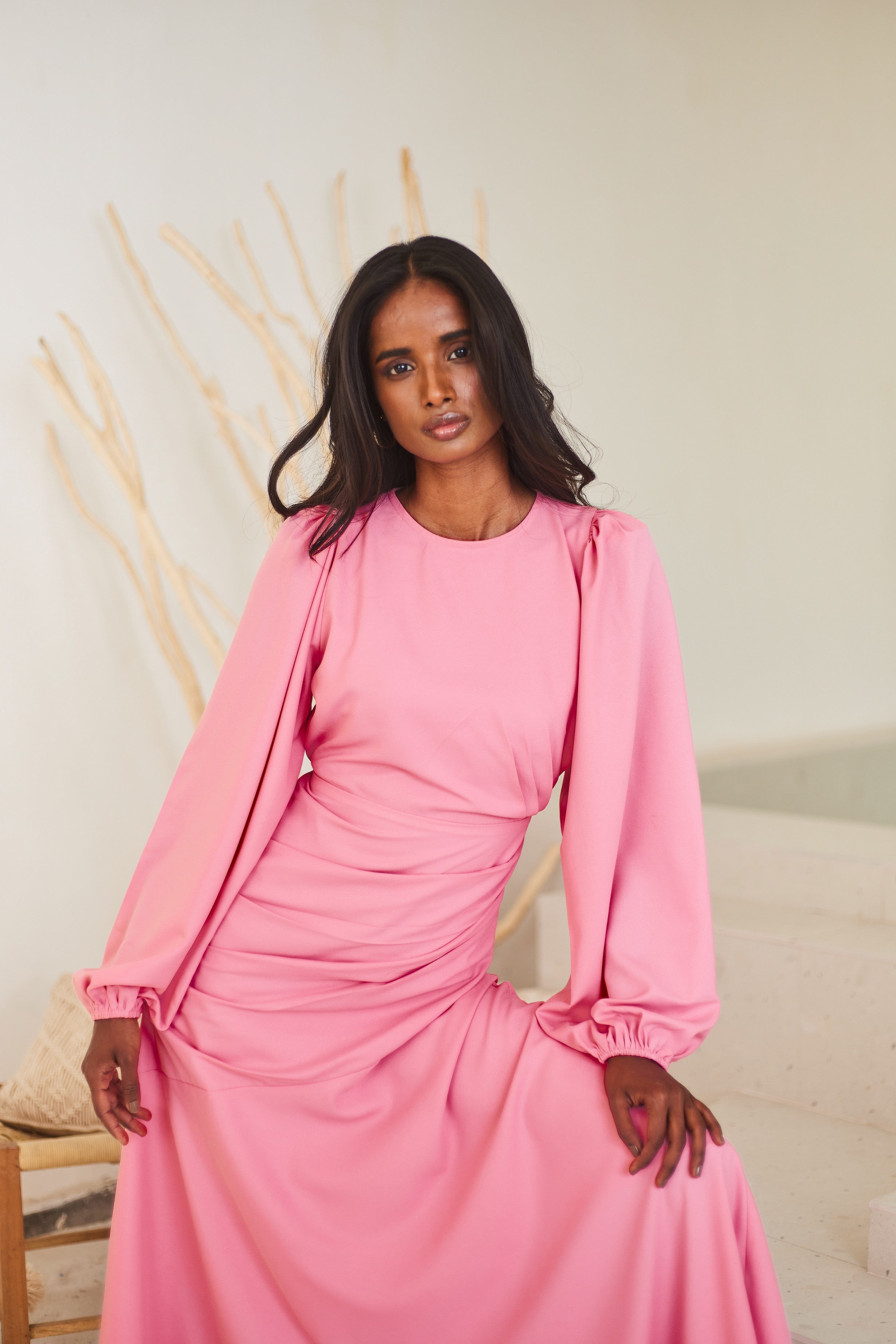 Modest Drape Midi dress