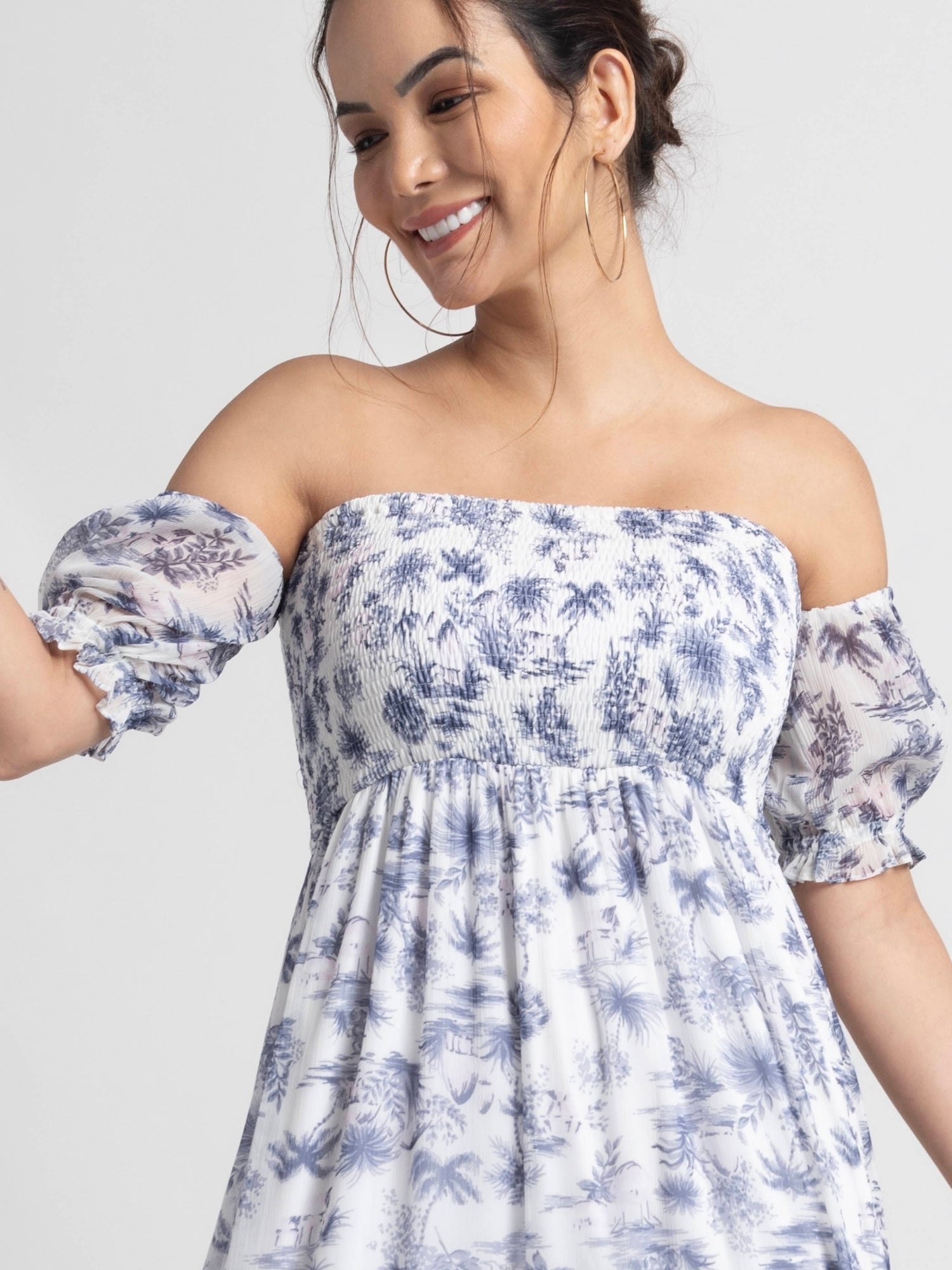 Tropical Breeze Off Shoulder Maxi Dress