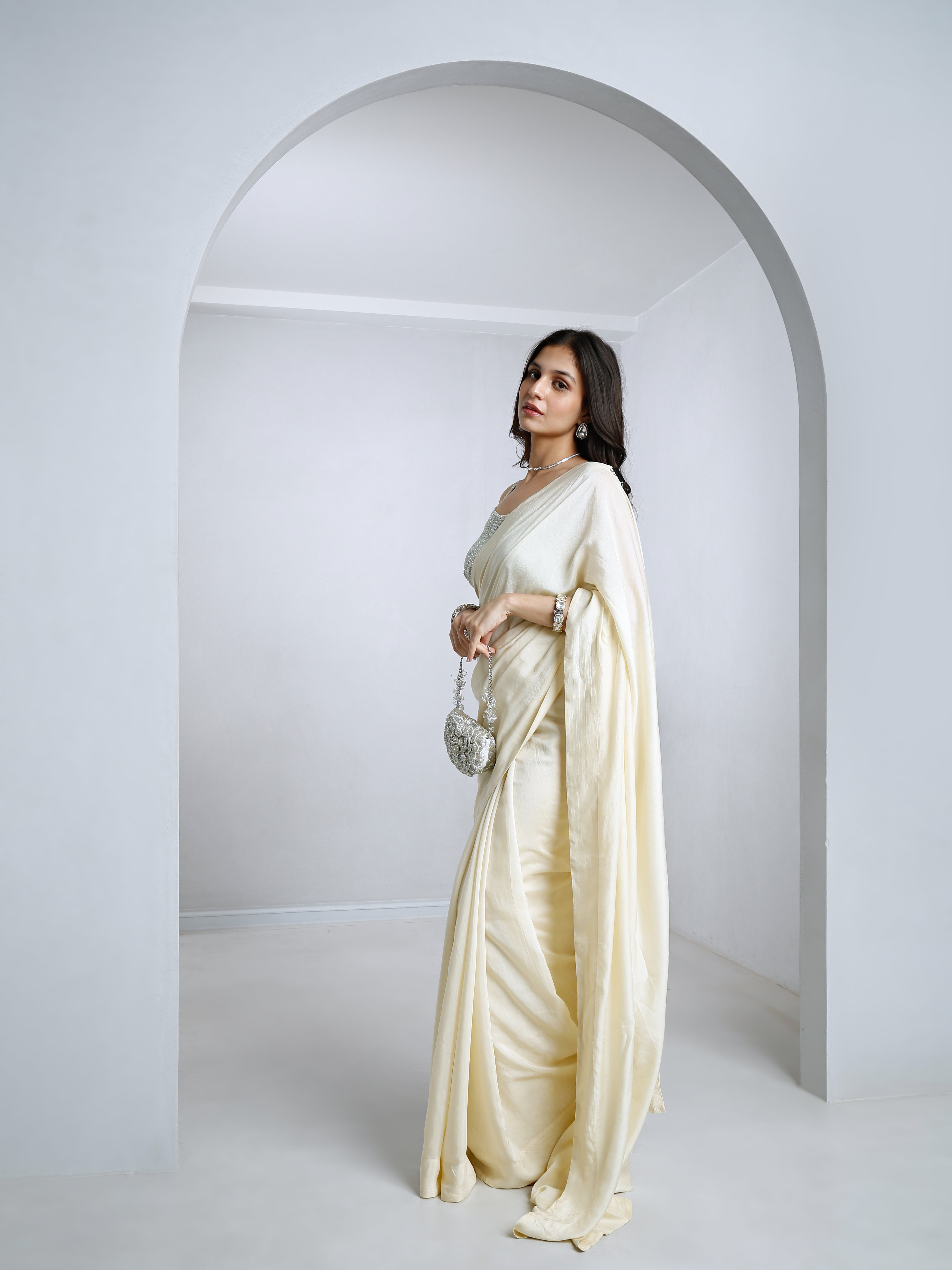 Cream Saress with Blouse