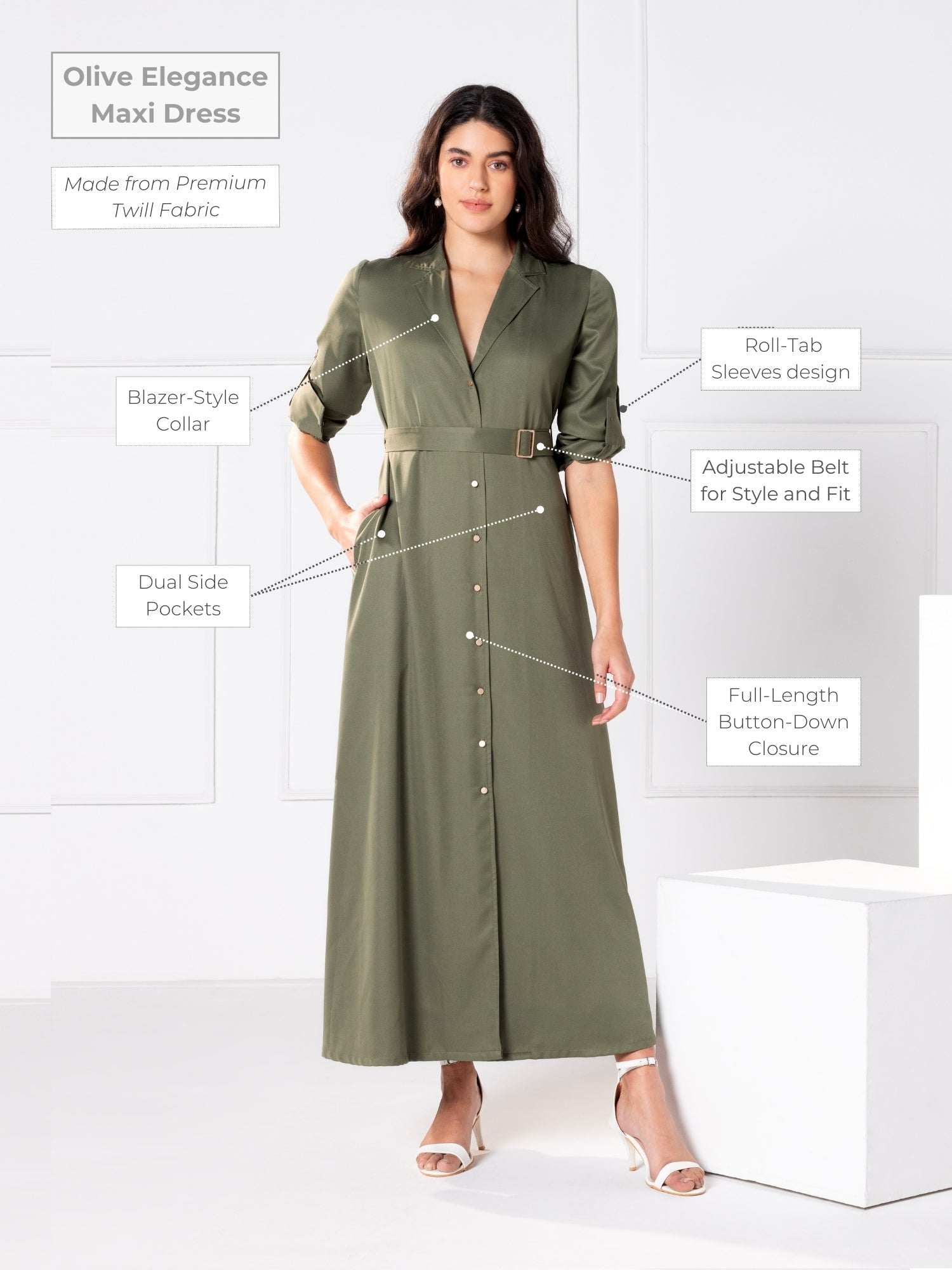 Olive Elegance Maxi Dress