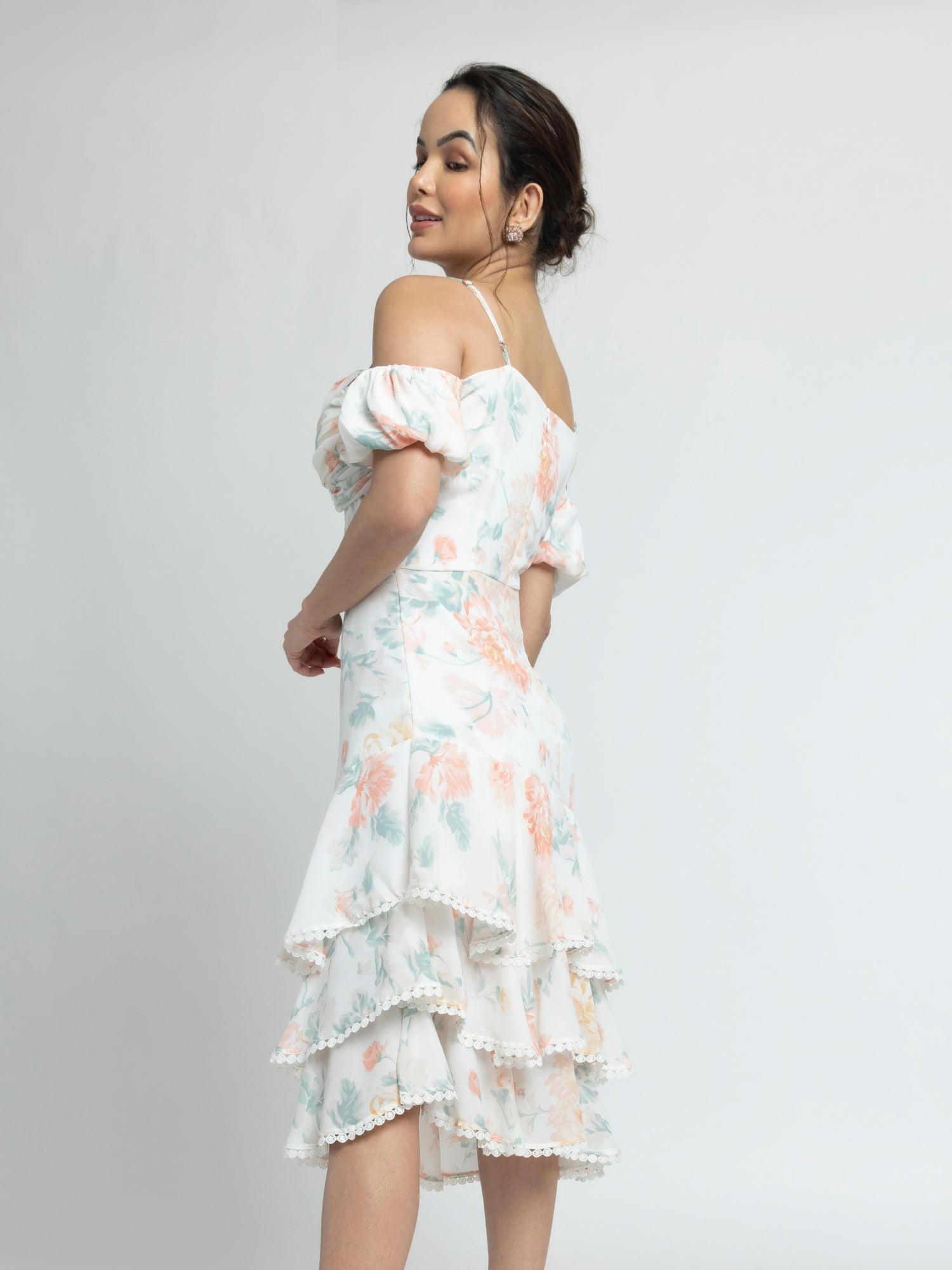 Exquisite Ivory Off-Shoulder Midi Dress