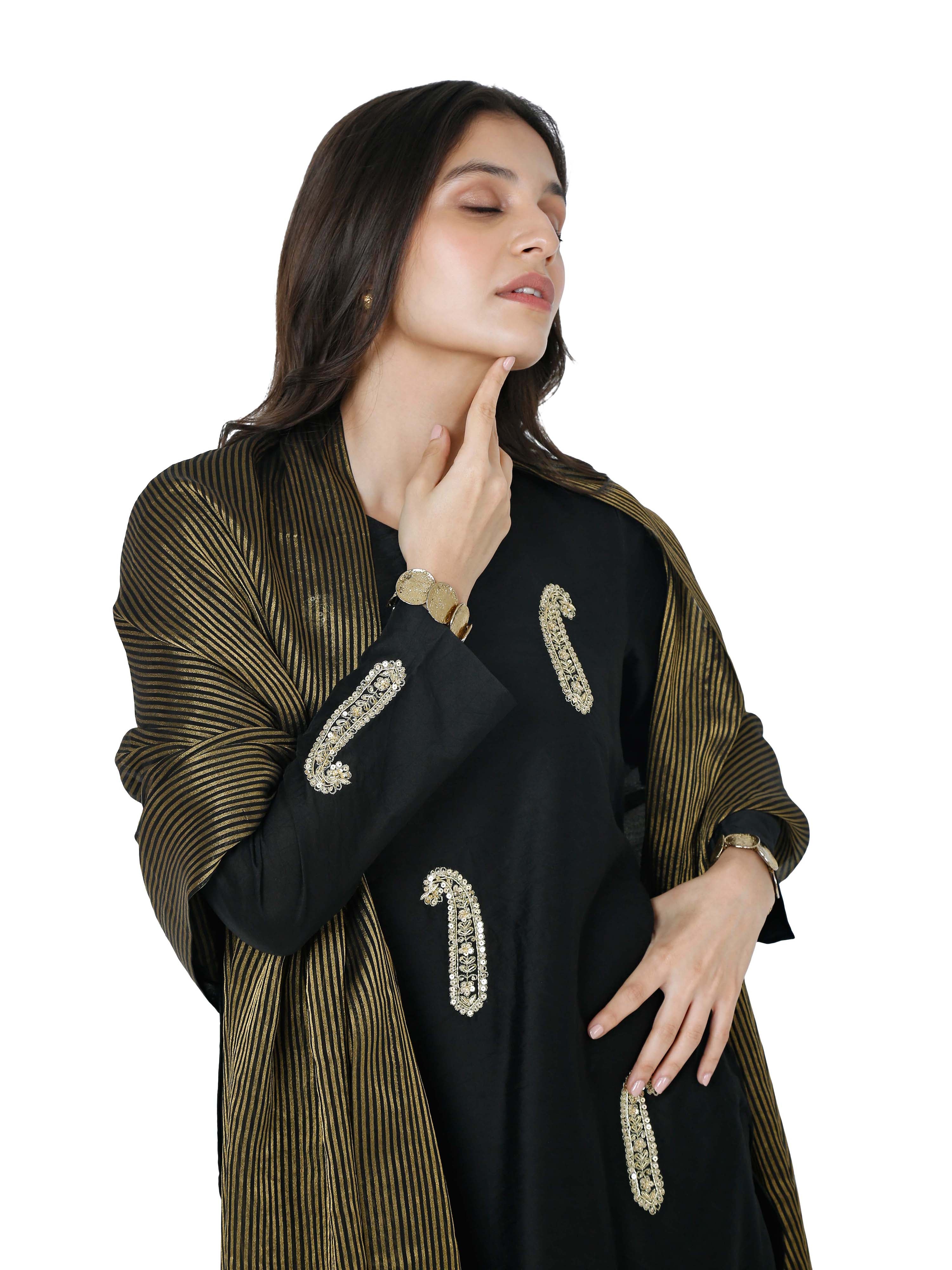 Black Straight Kurta Set