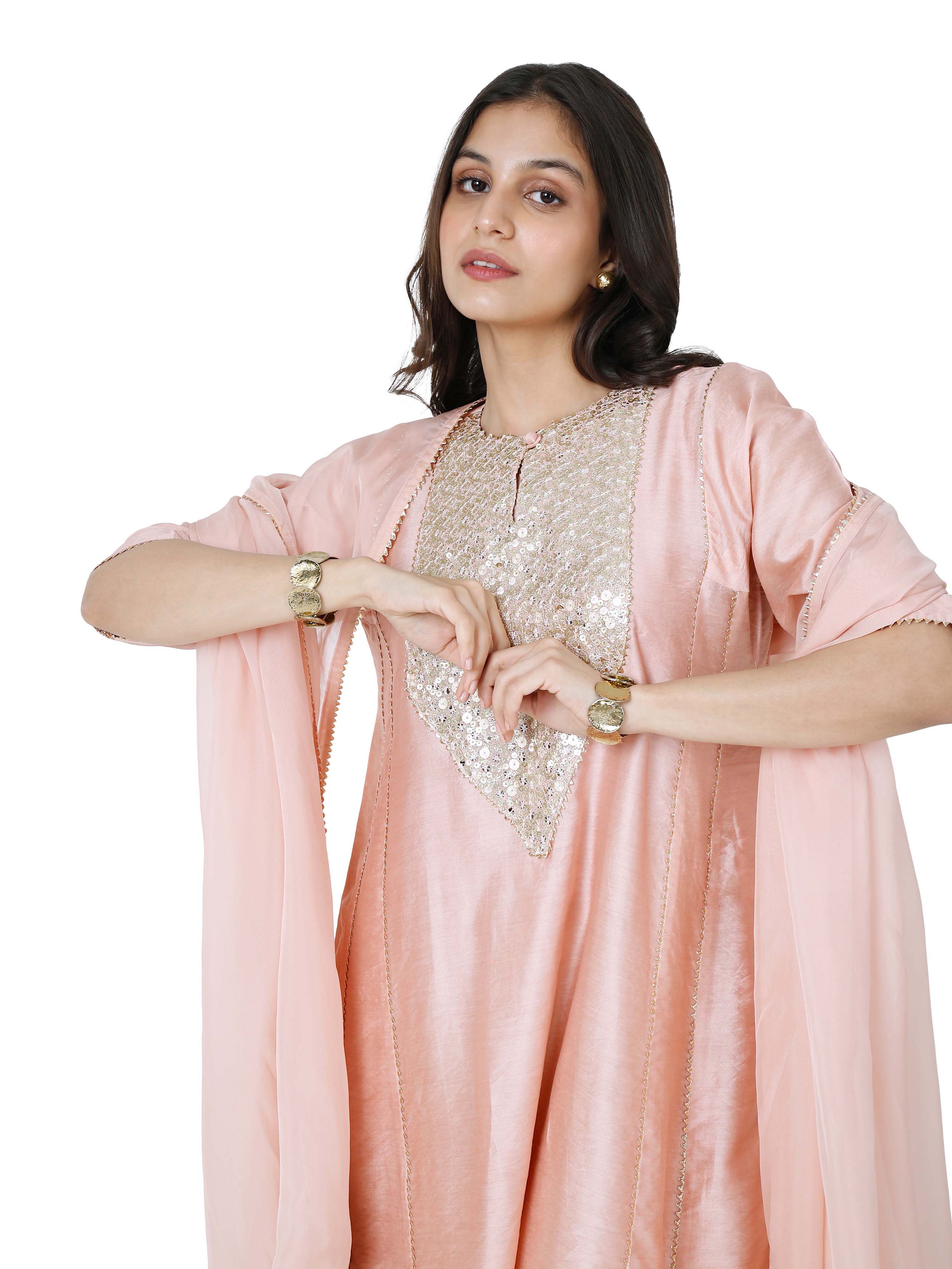 Pink Kali Kurta