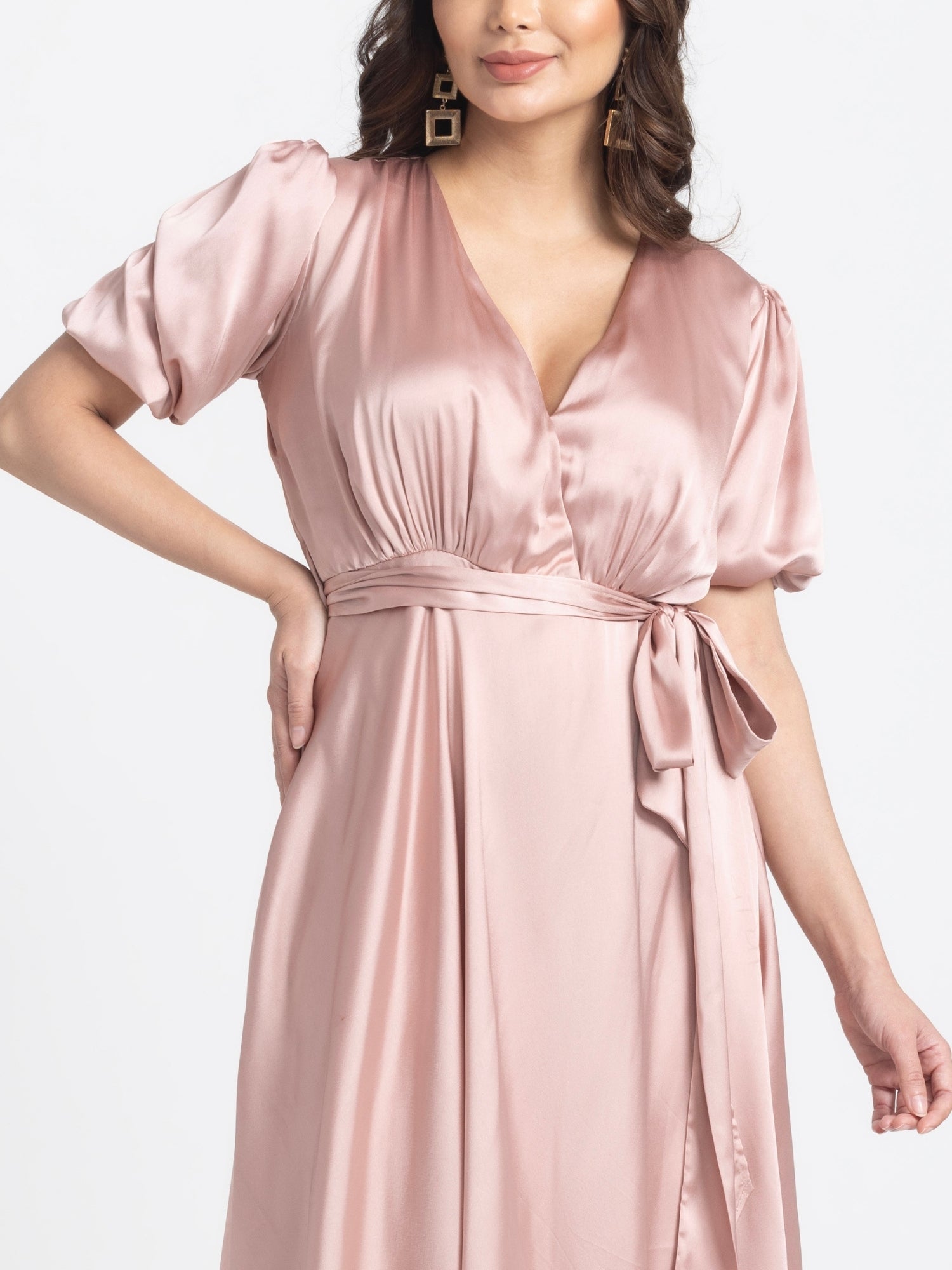 Rose Gold Surplice Midi Dress