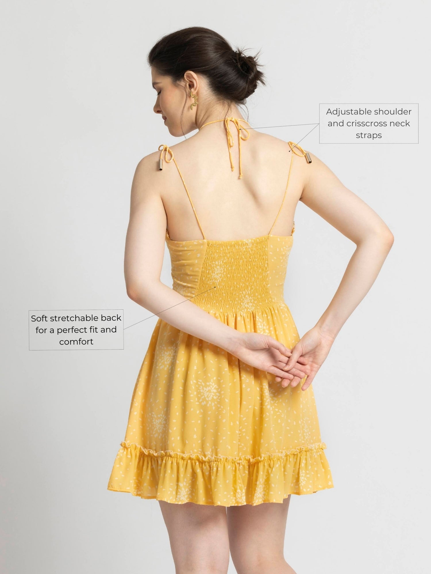 Sunlit Marigold Strappy Mini Dress