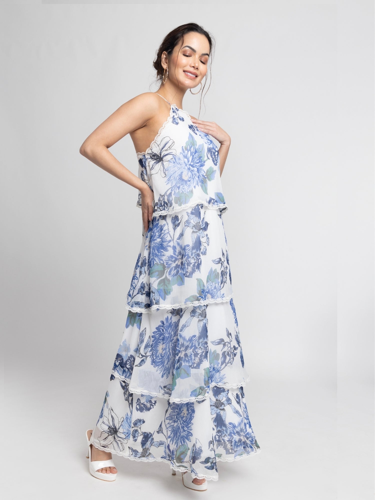 Serene Floral Layered Maxi Dress