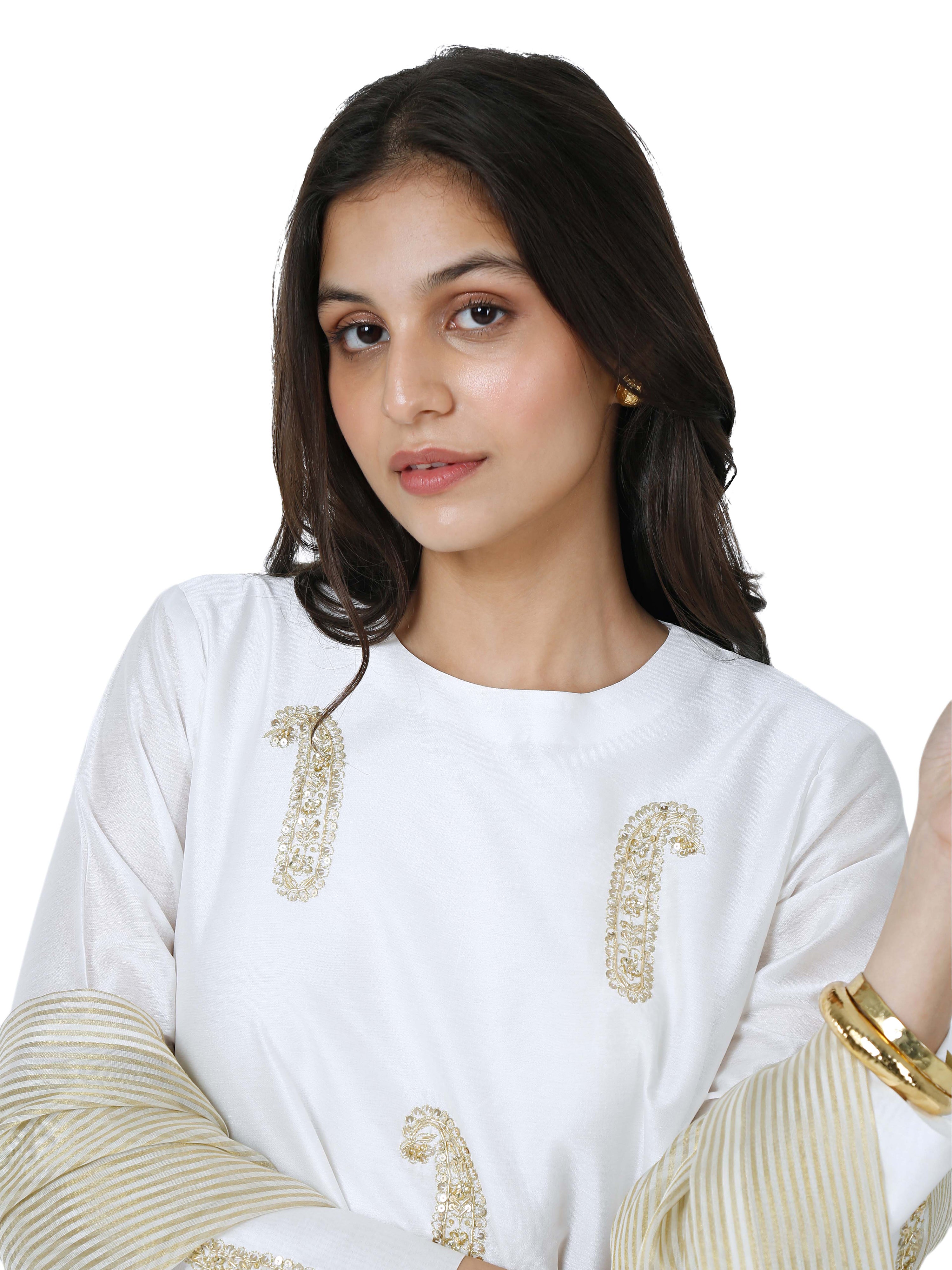 White Straight Kurta Set