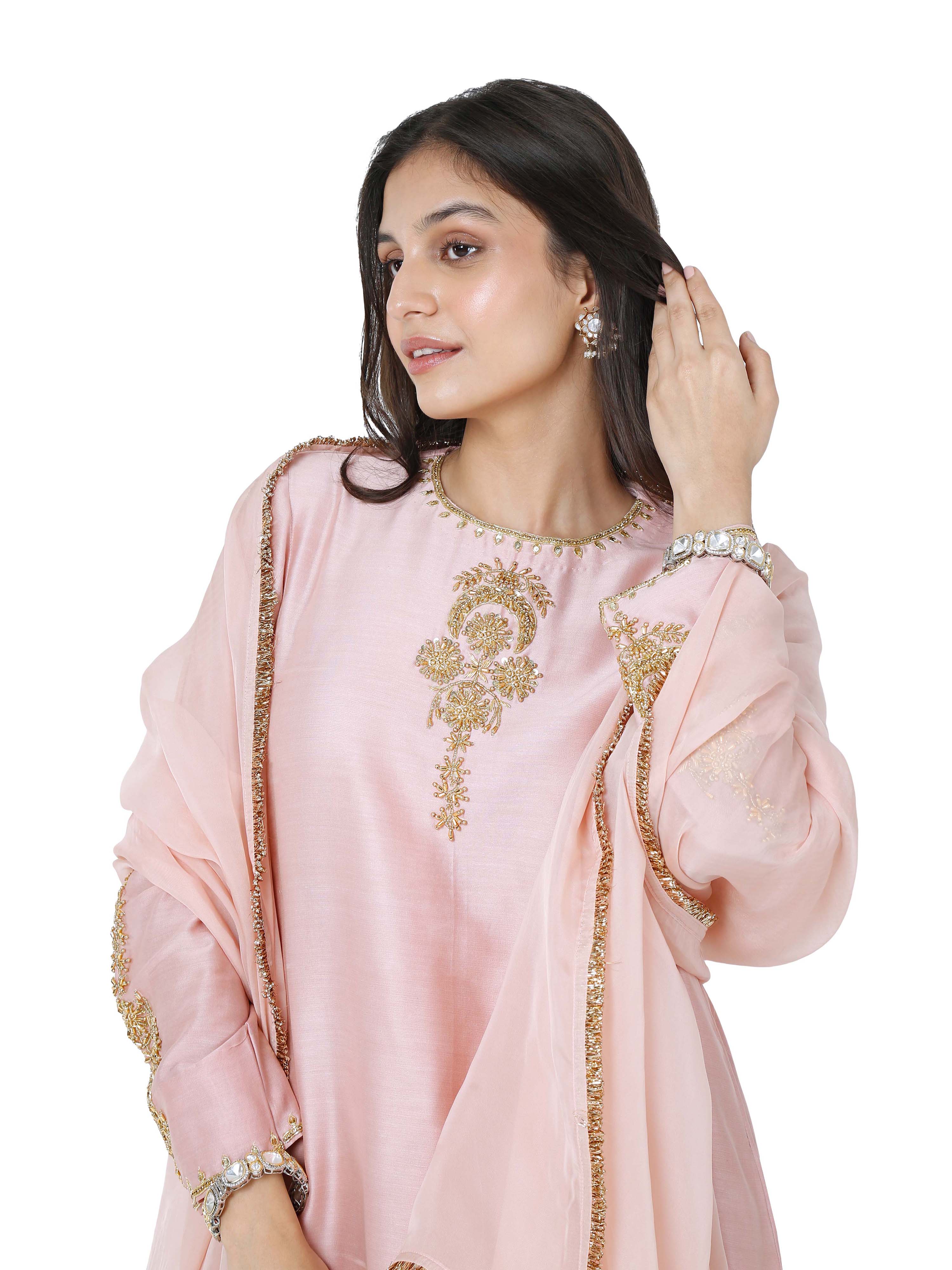 Pink stright kurta