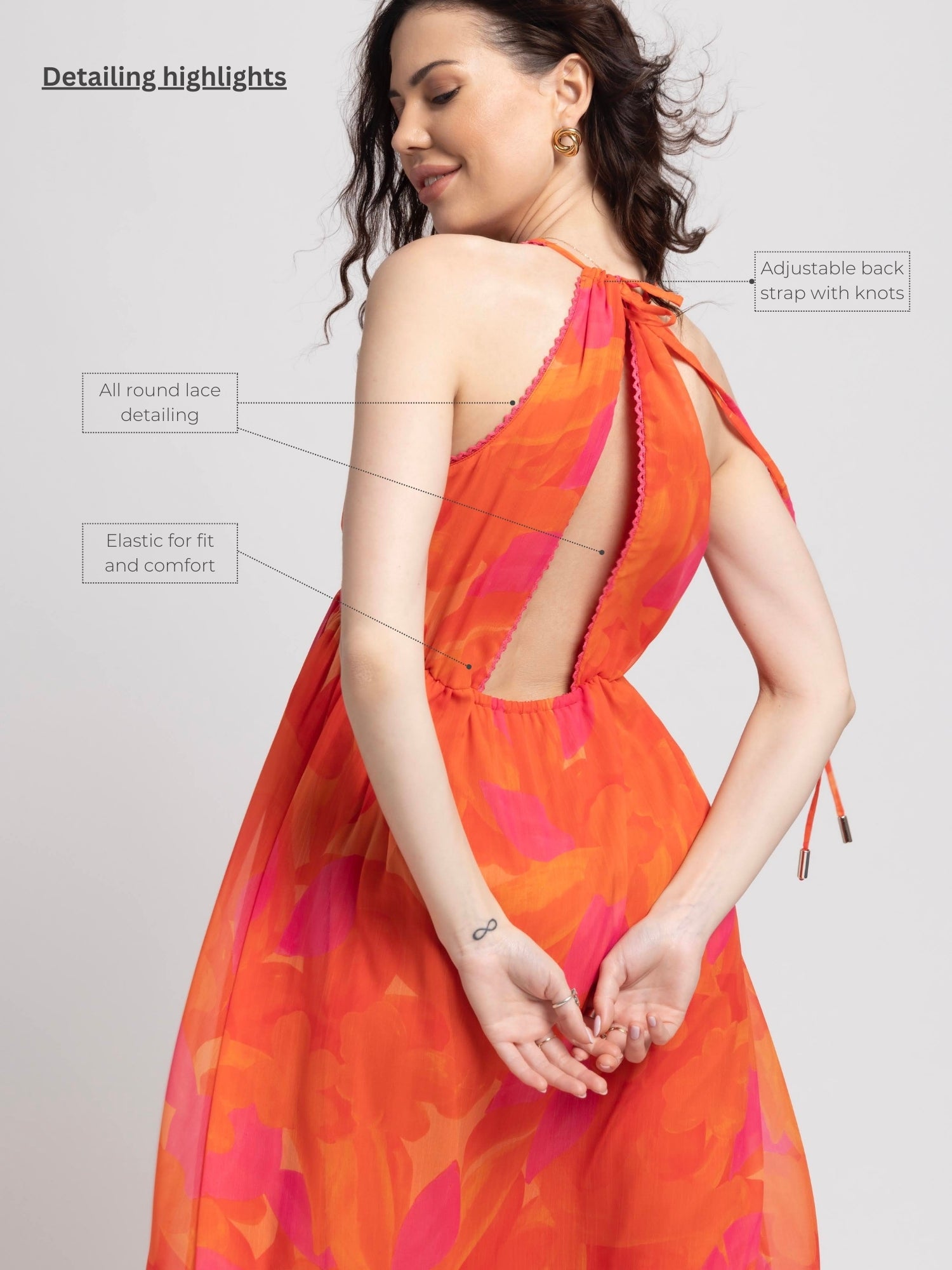 Playful Orange Surplice Maxi Dress