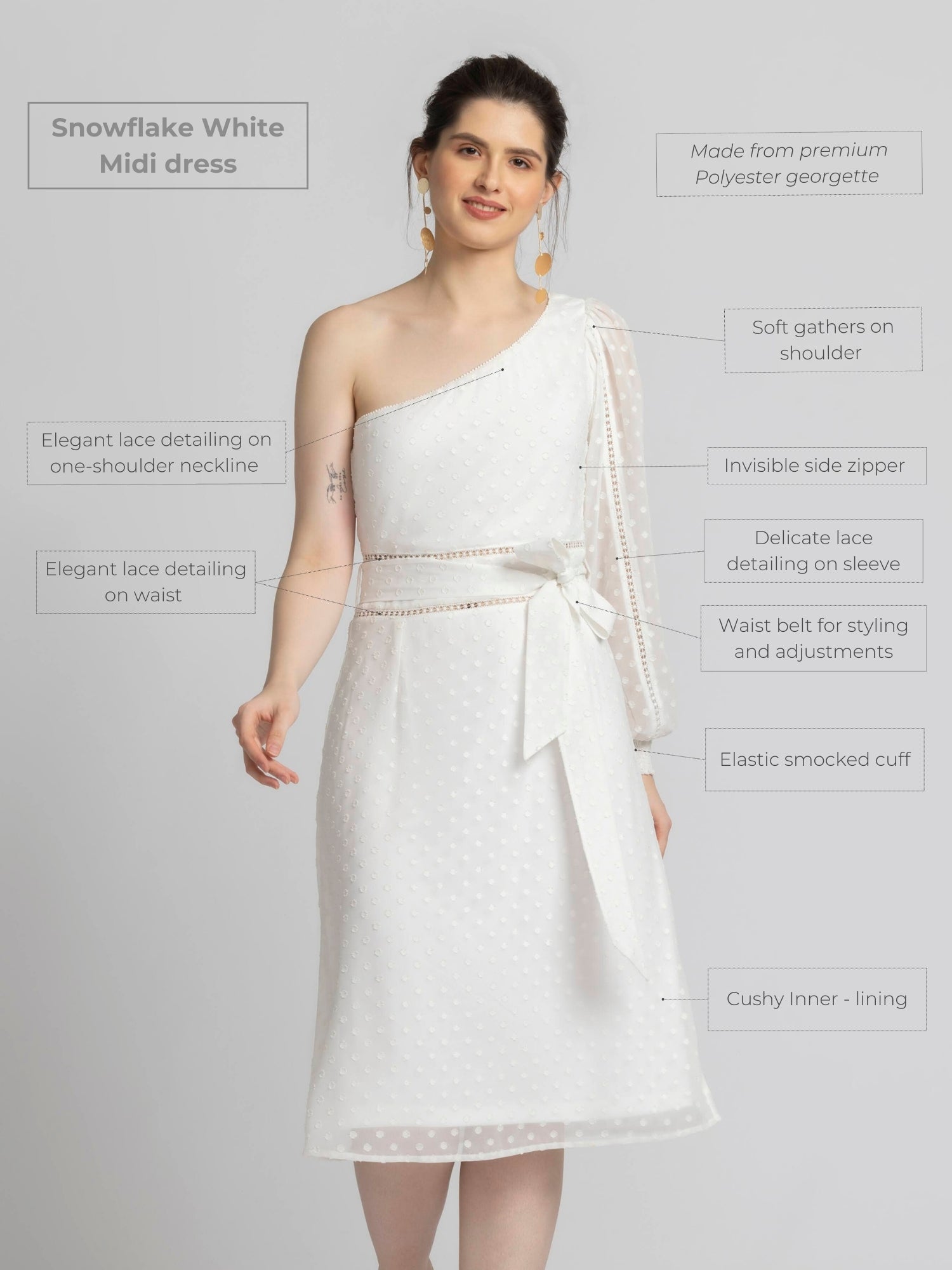 Snowflake White Midi dress
