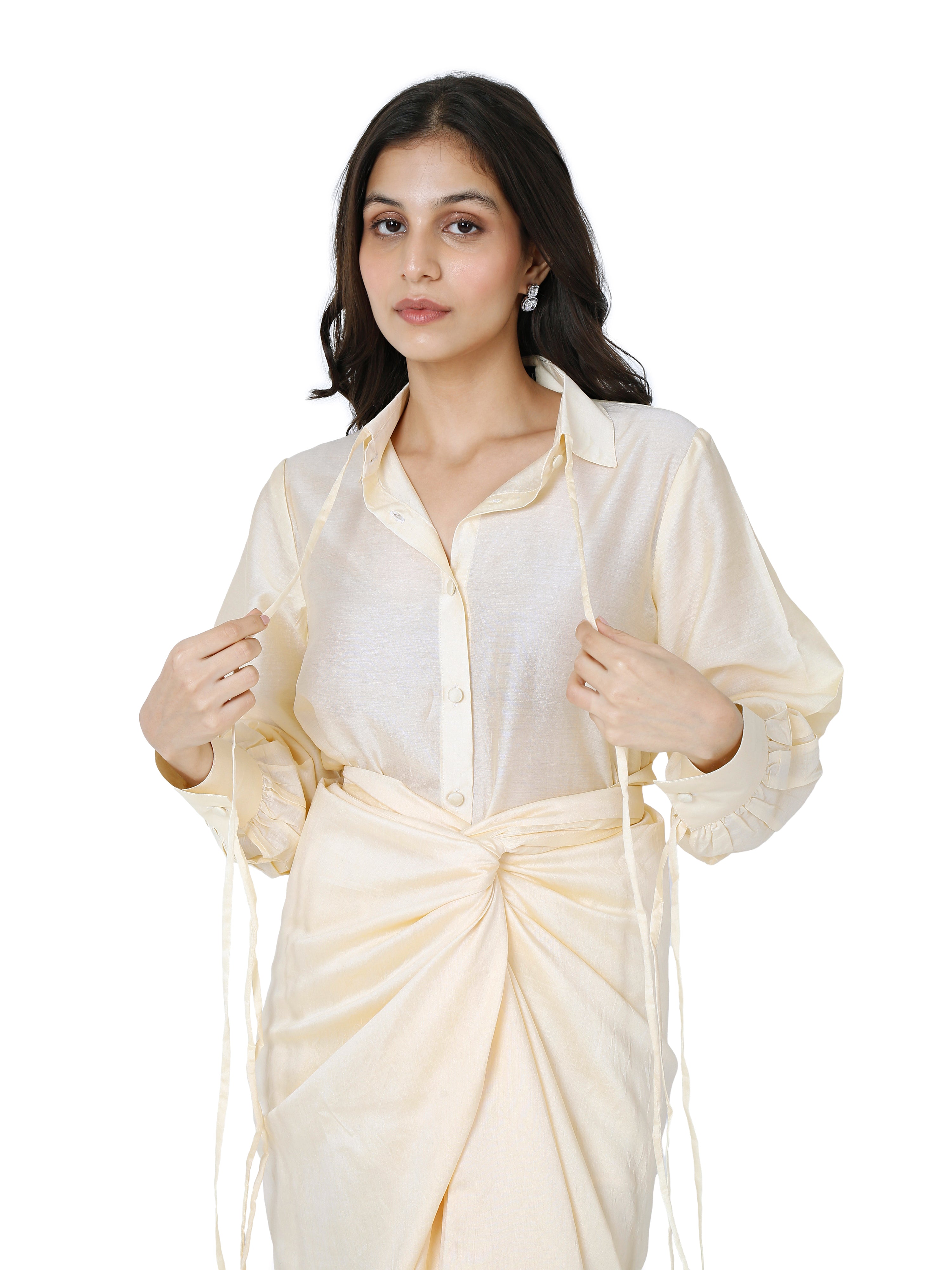 Selfdrape skirt with shirt